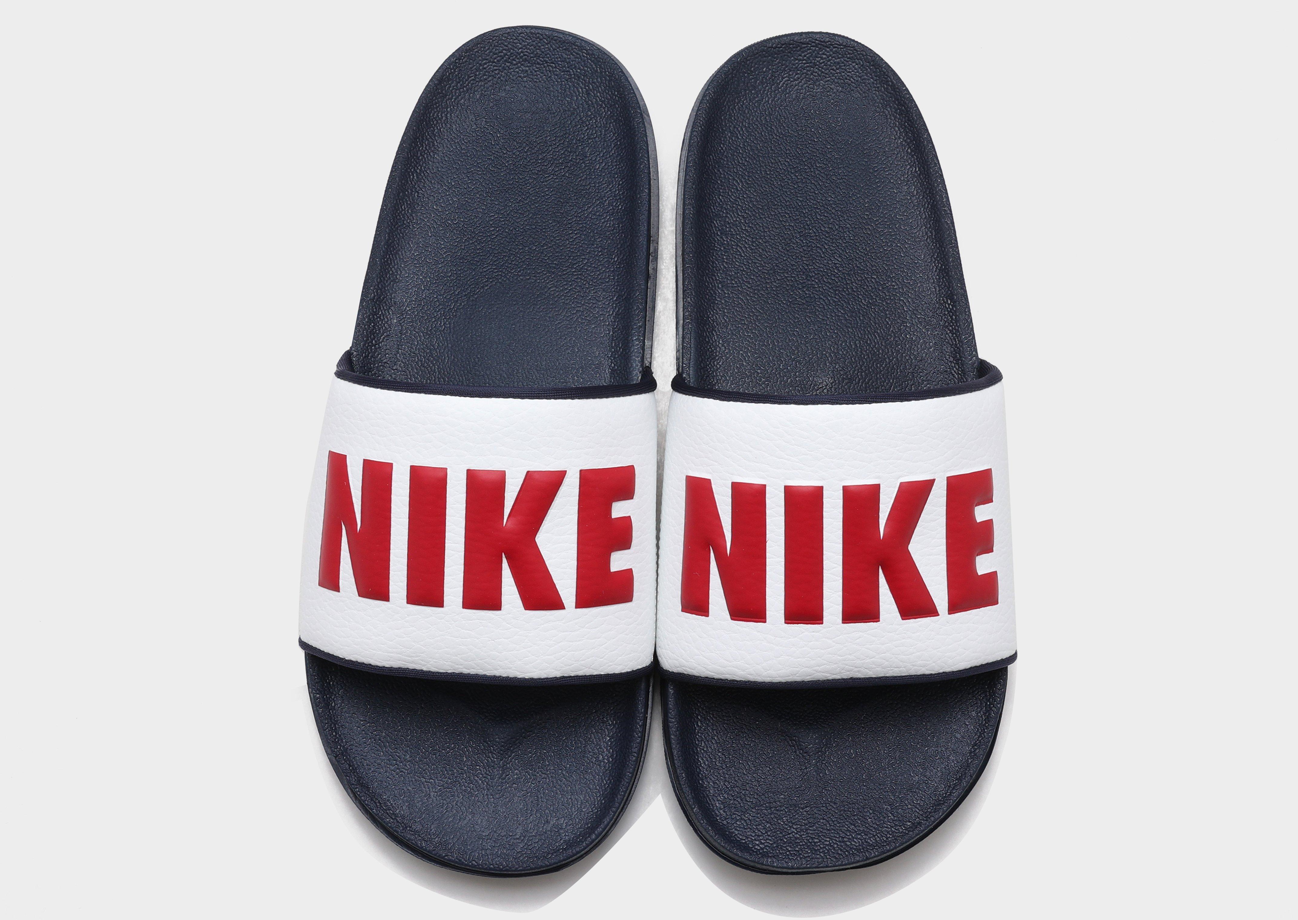 Red white deals nike slides