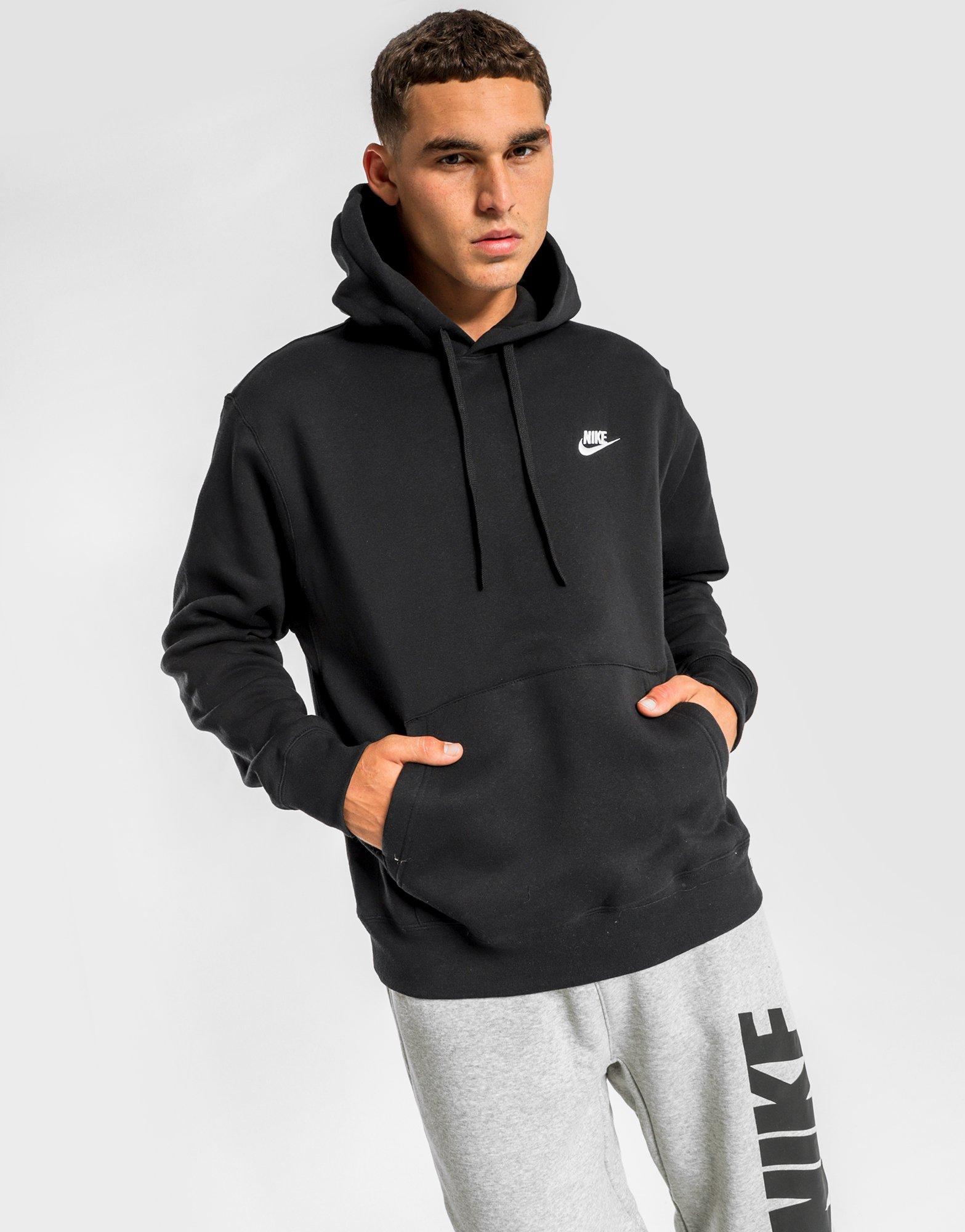 Nike club overhead hoodie black sale