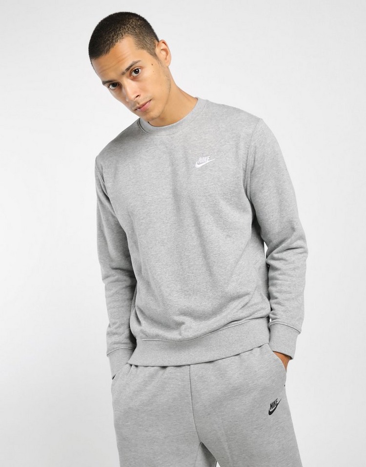 Grey NIKE Club French Terry Crew Sweatshirt | JD Sports