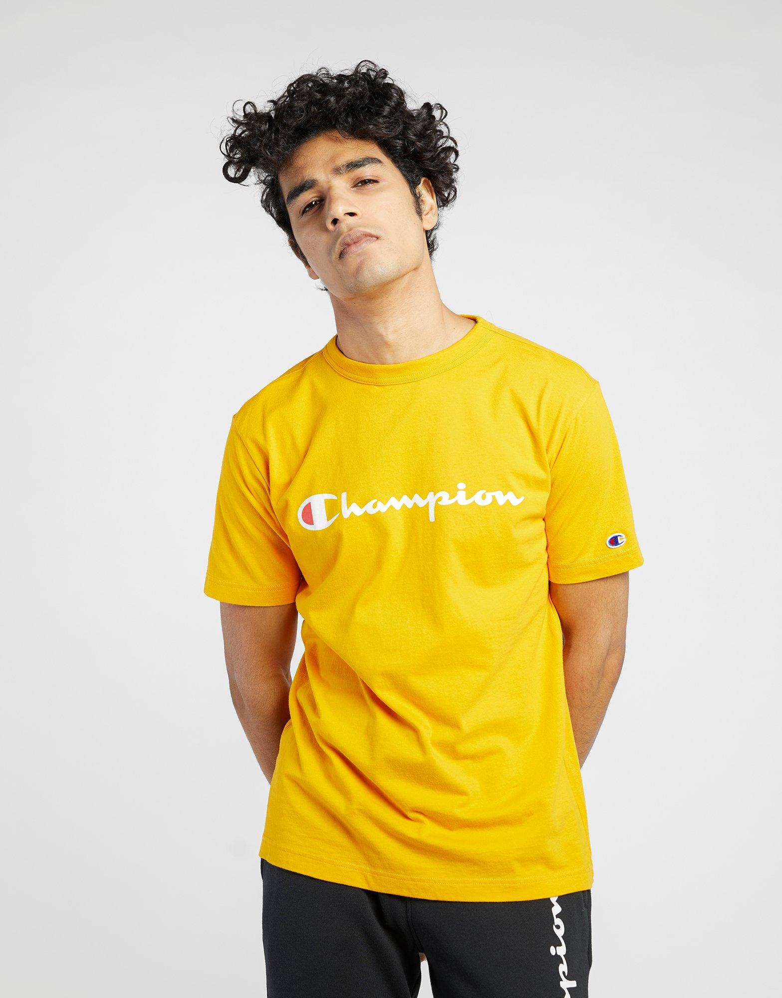 yellow champion shirt outfit