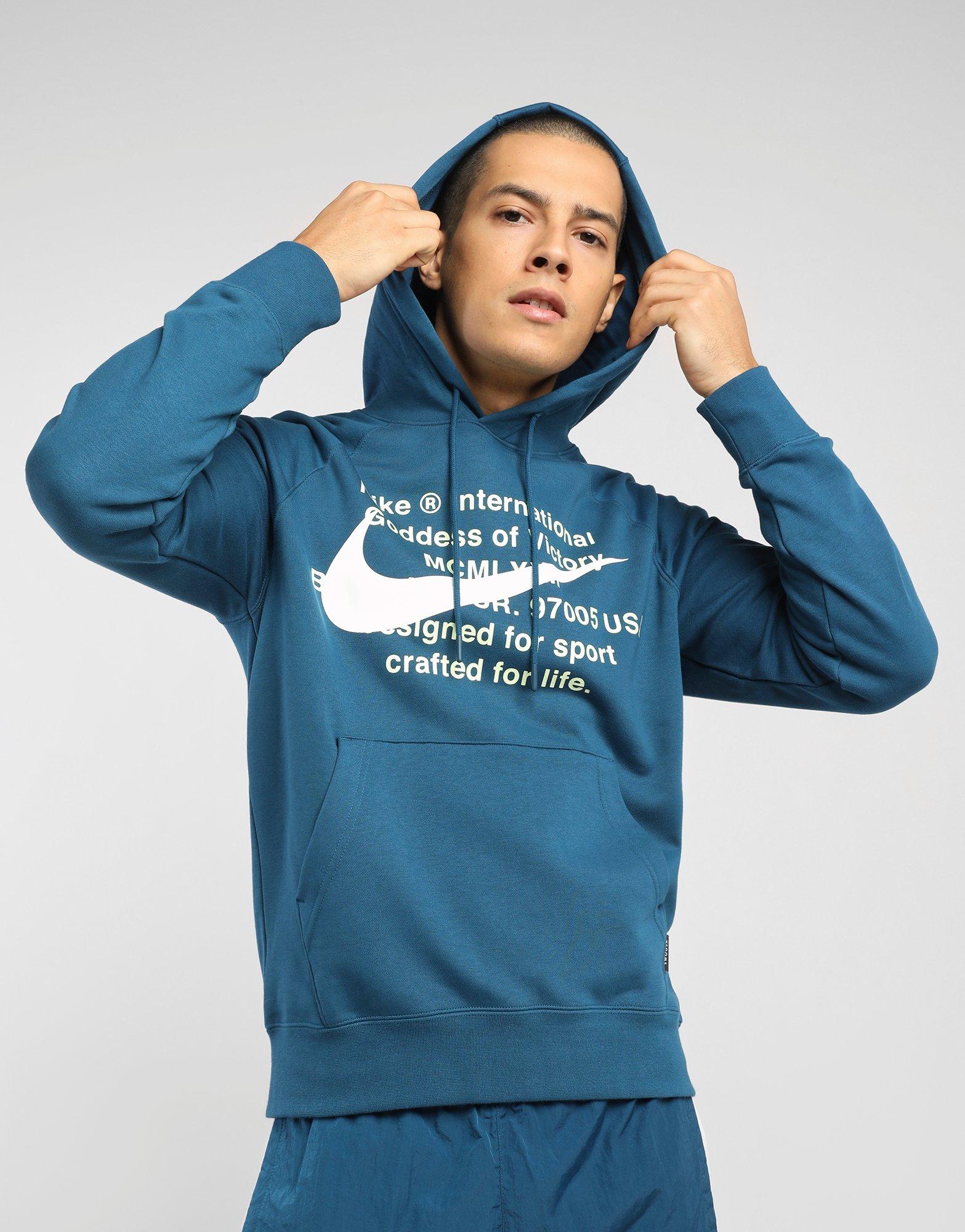 nike swoosh hoodie blue