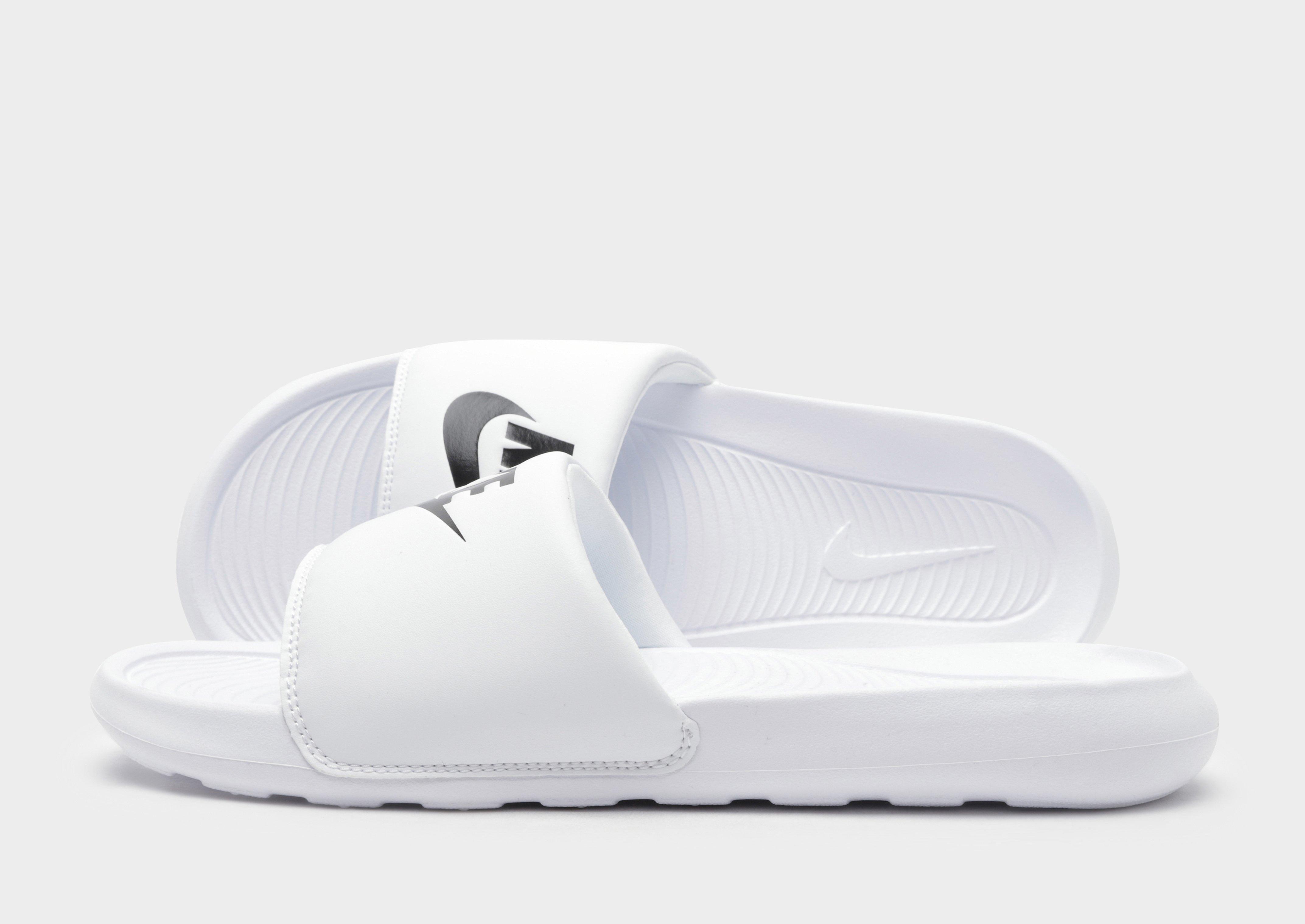 white nike slides