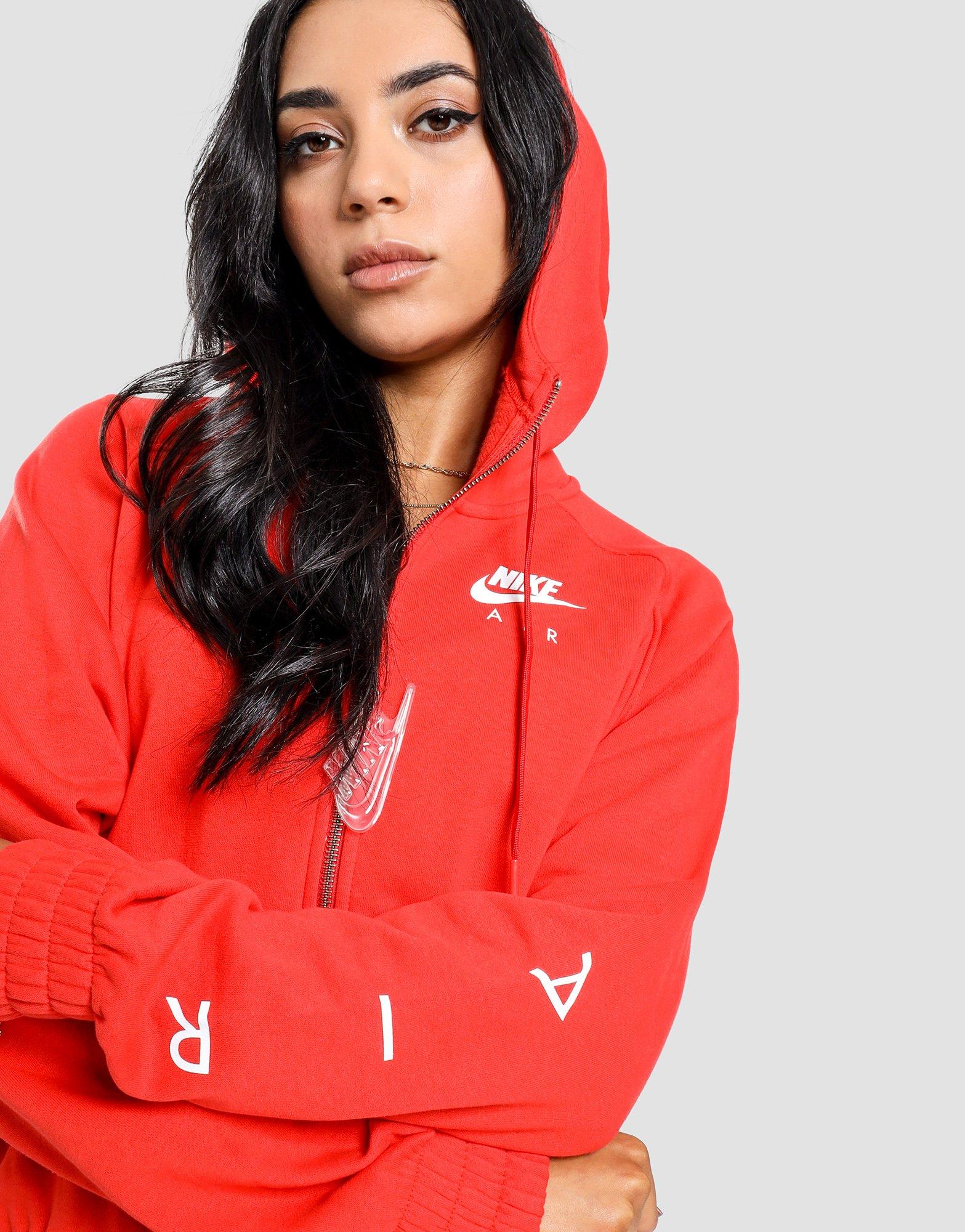 red nike full zip hoodie