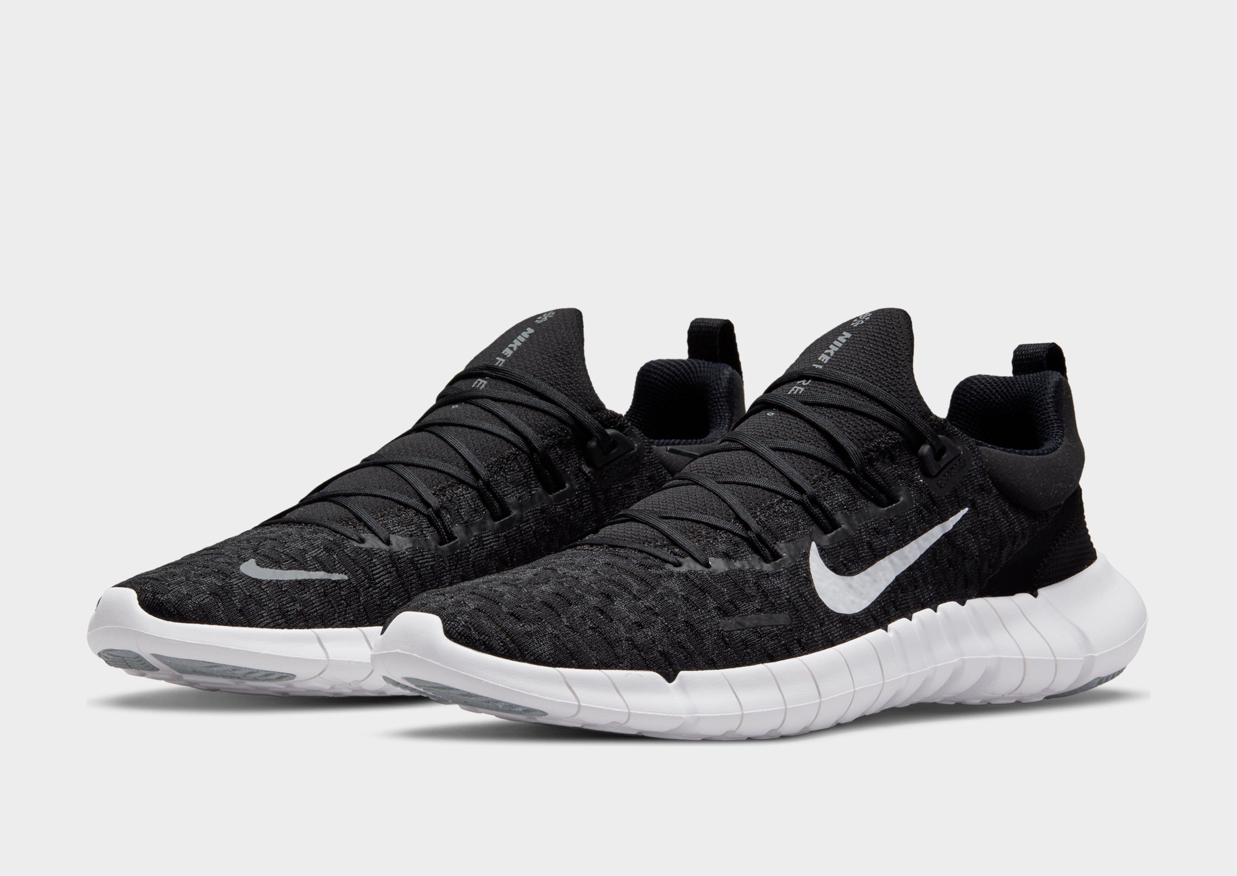 nike free run 5.0 black white