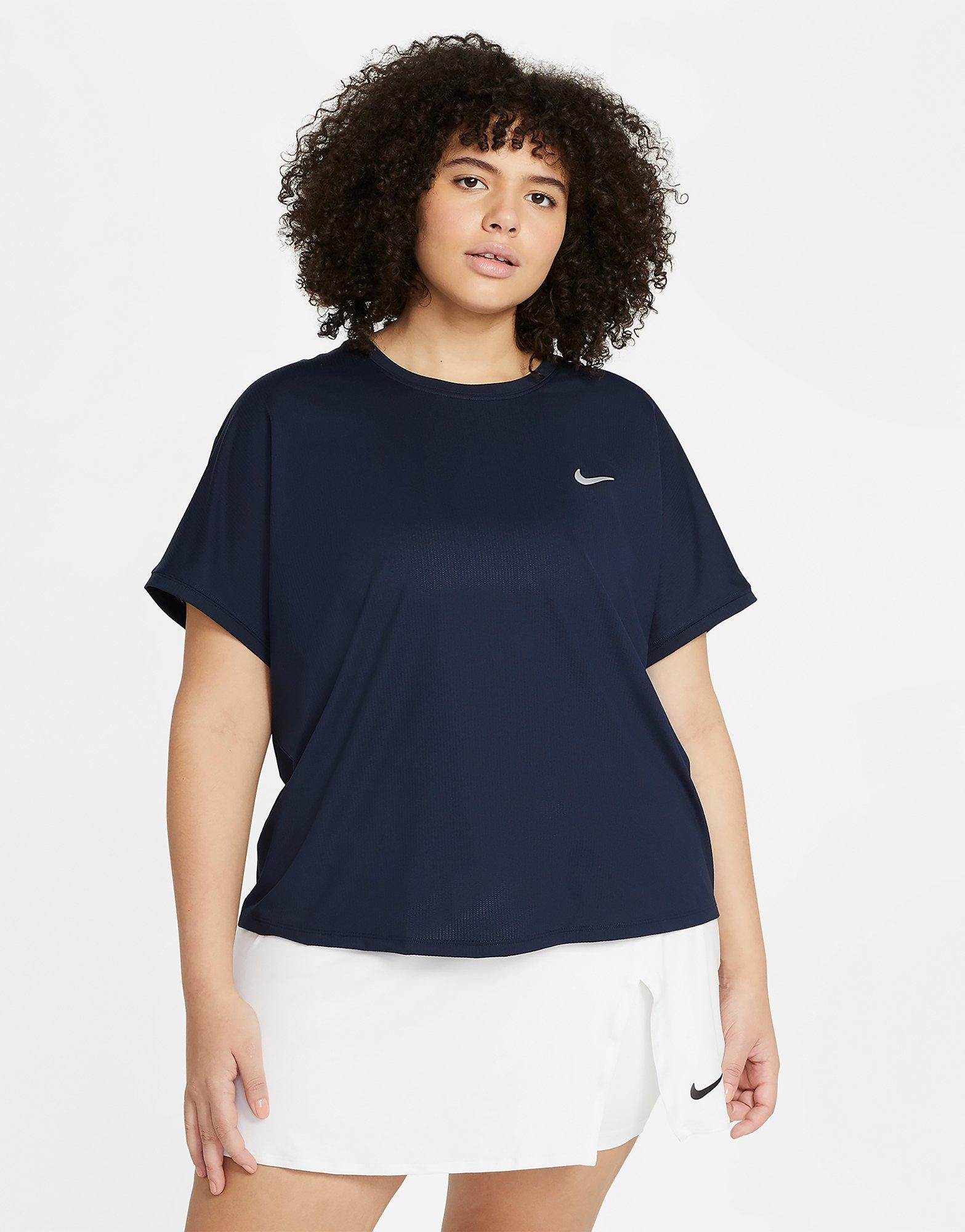 Blue Nike Nikecourt Dri Fit Victory Women S Short Sleeve Tennis Top Plus Size Jd Sports Uk