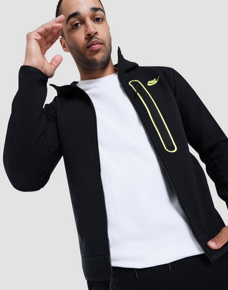 black and volt nike tech fleece