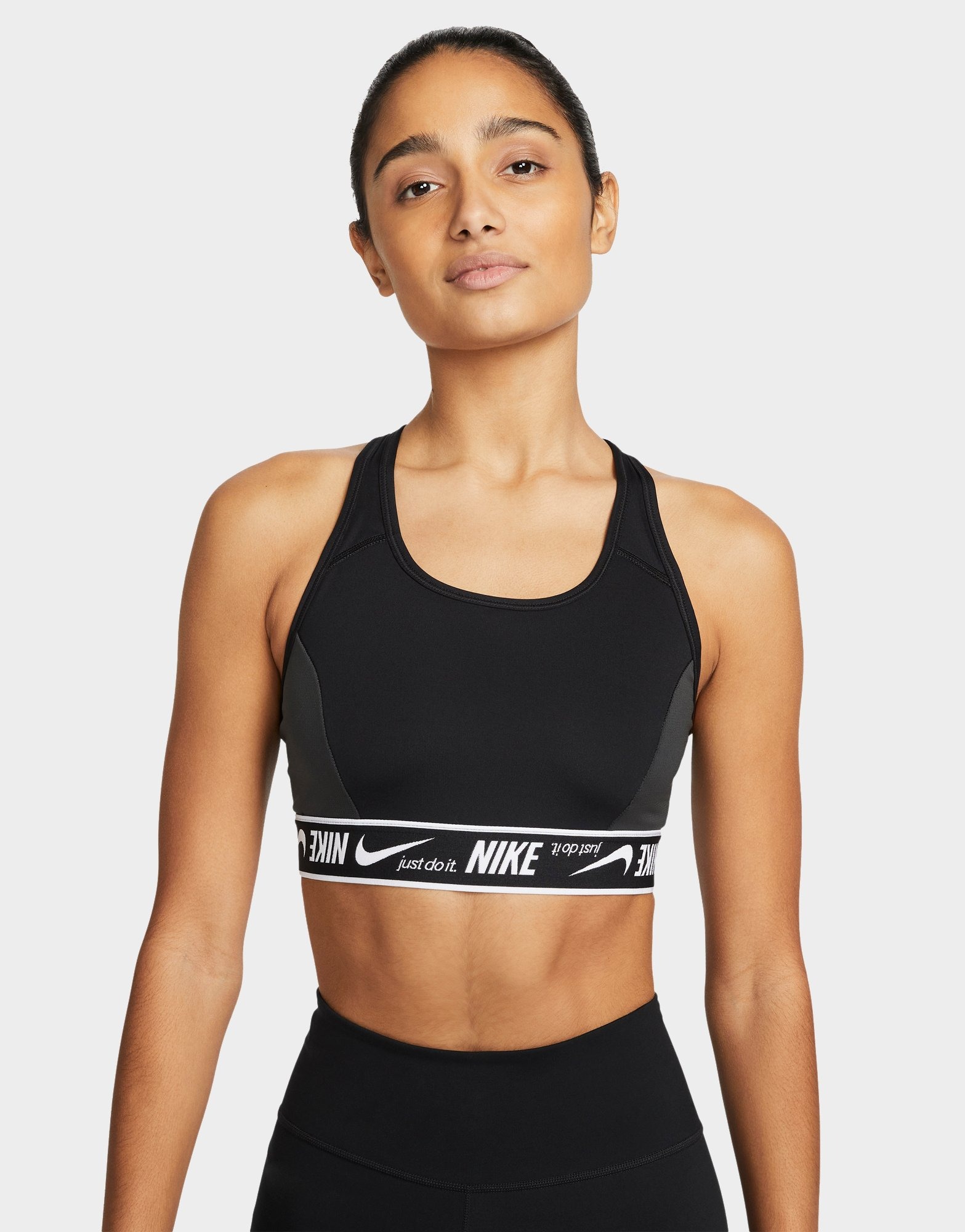 Black Nike Nike Dri-FIT Swoosh Women's Medium-Support Padded Sports Bra | JD Sports