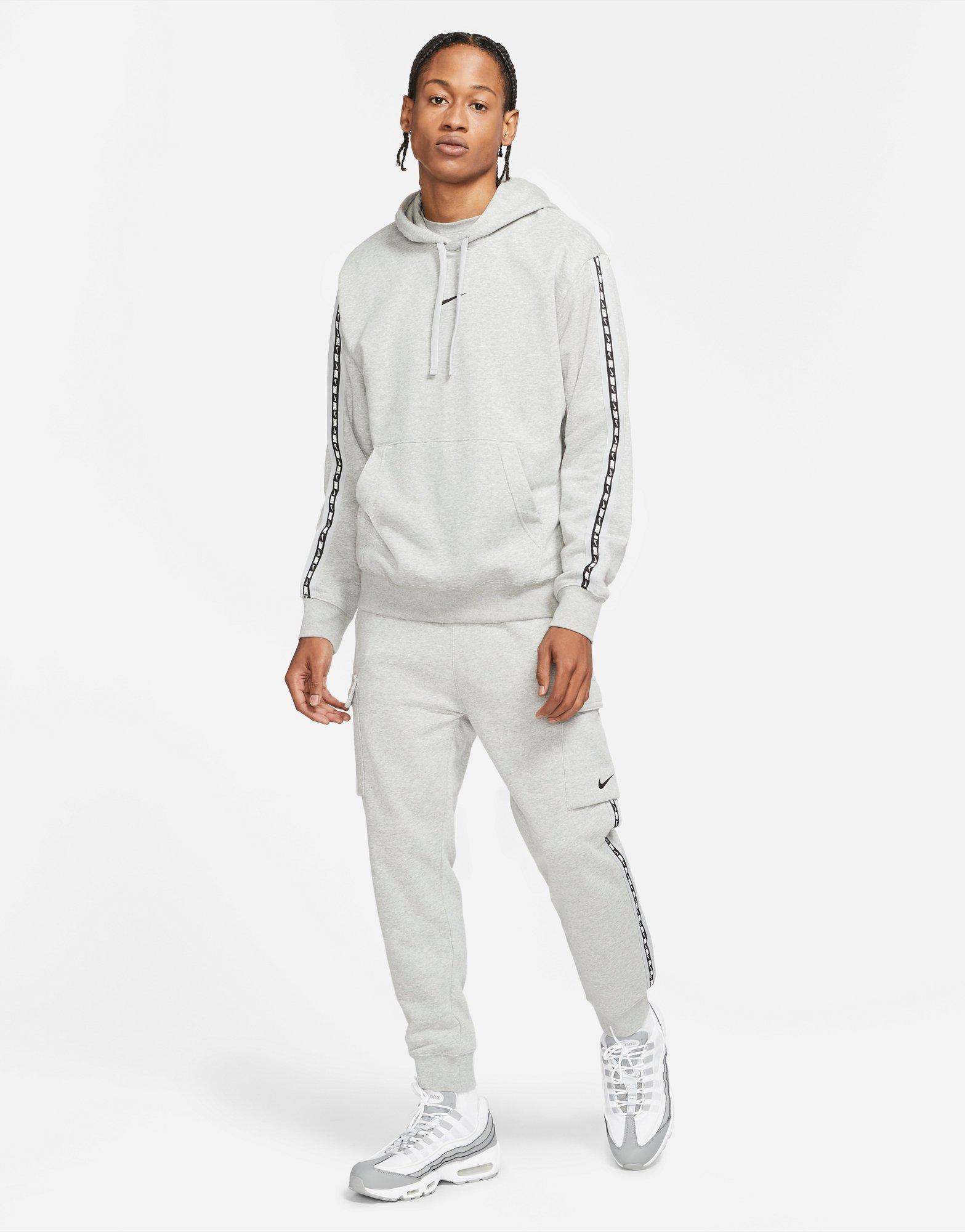 Nike tape hoodie grey hotsell