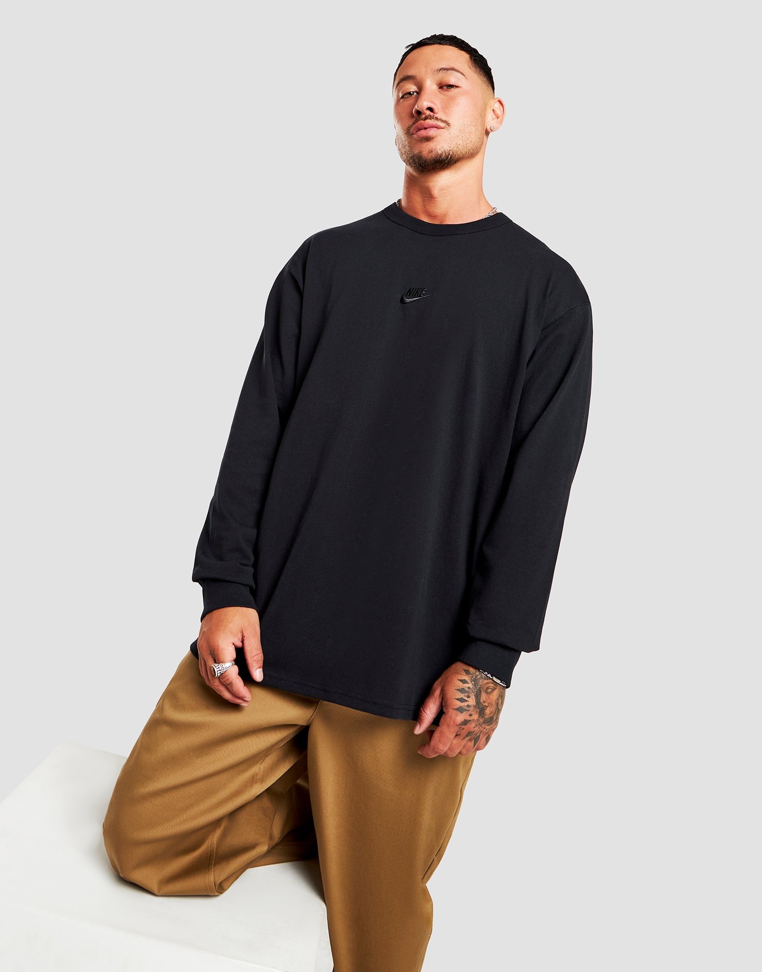 Black Nike Club Premium Long Sleeve T-Shirt - JD Sports