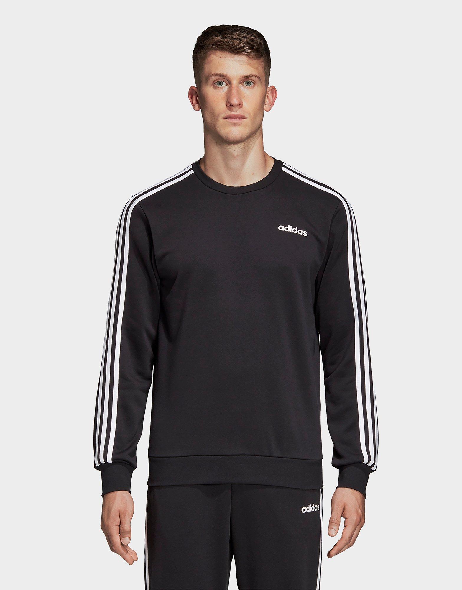 adidas essentials 3 stripes crew sweatshirt