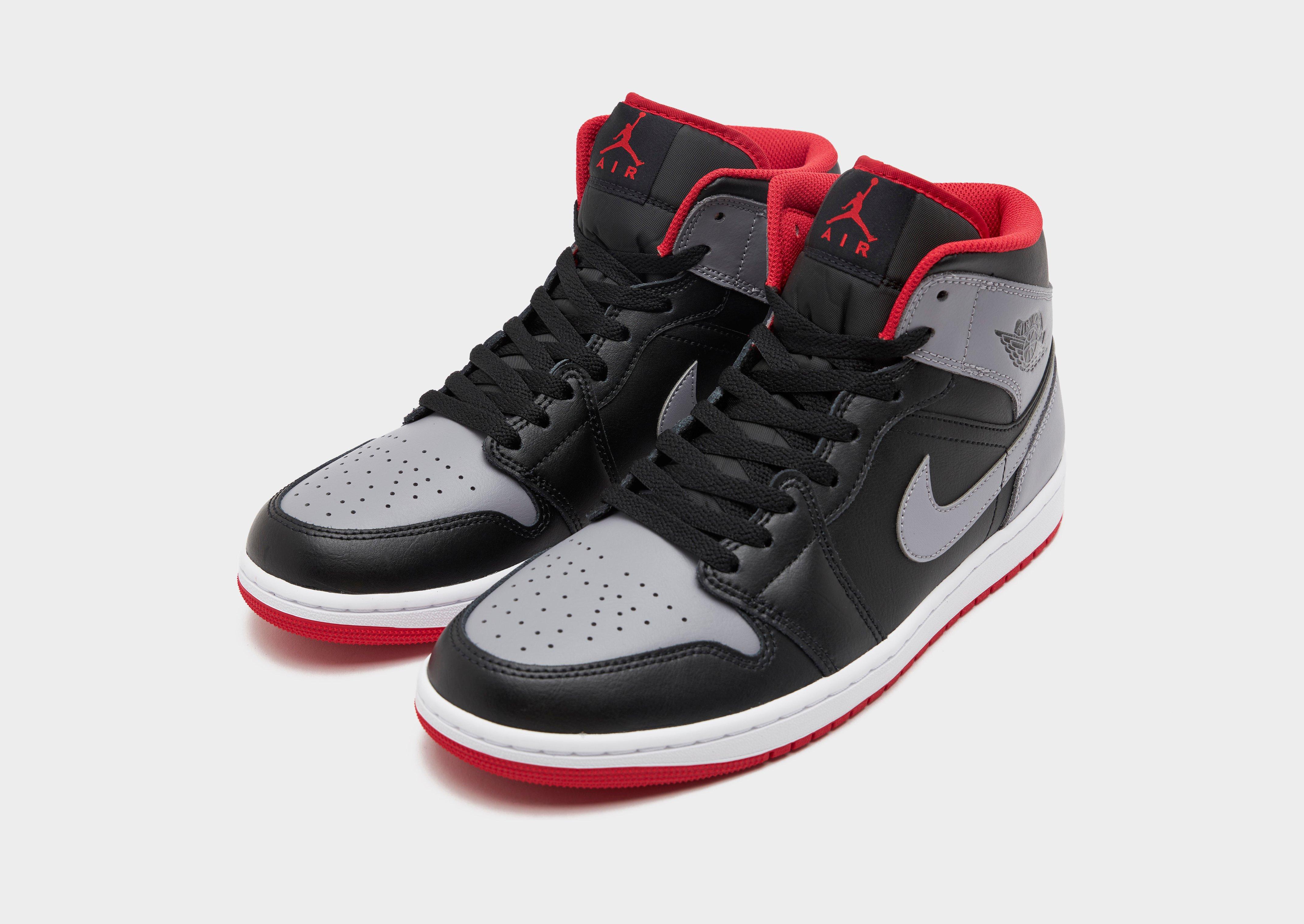 Air jordan 1 hot sale mid black leather