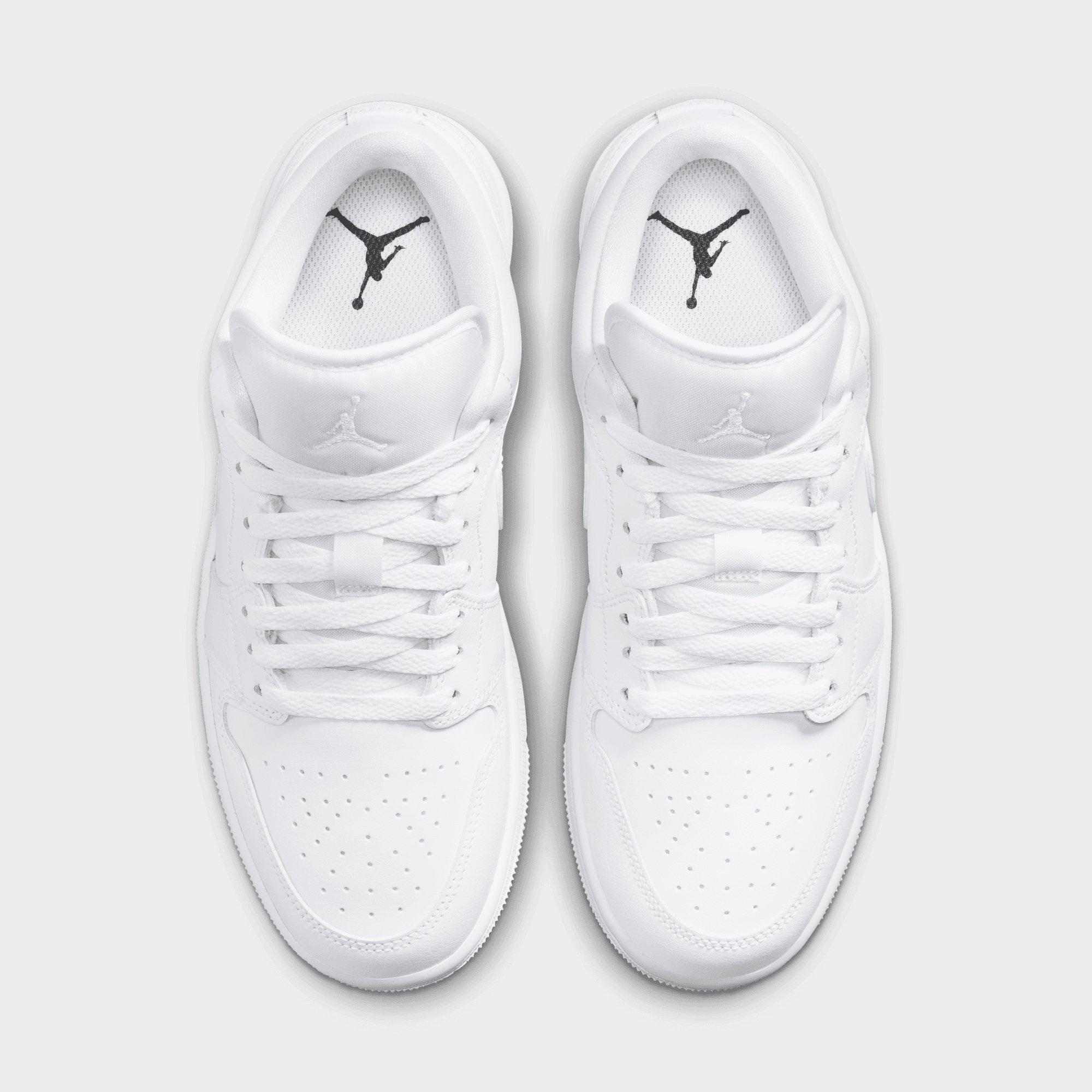 All white low jordans best sale