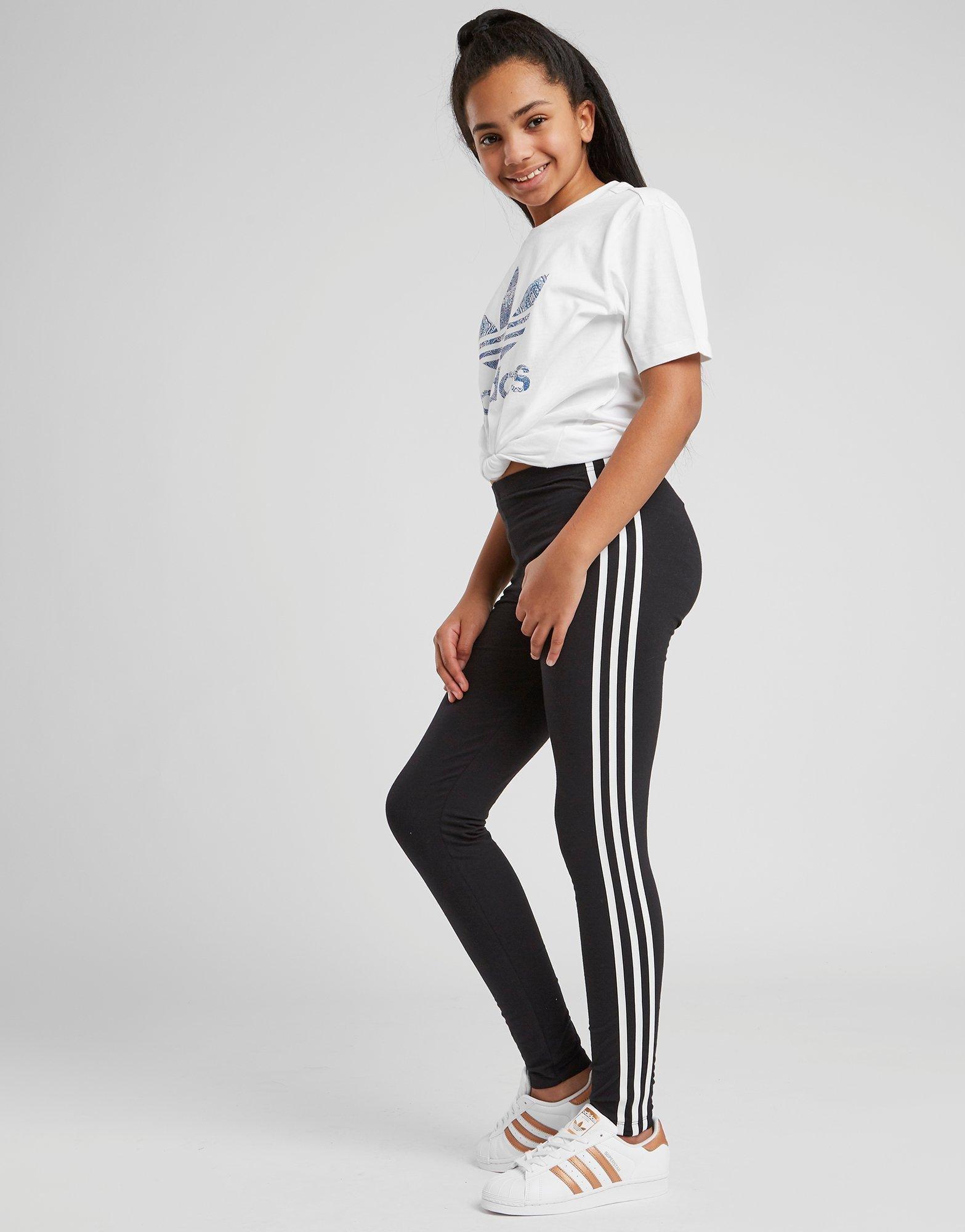 girls adidas three stripe leggings