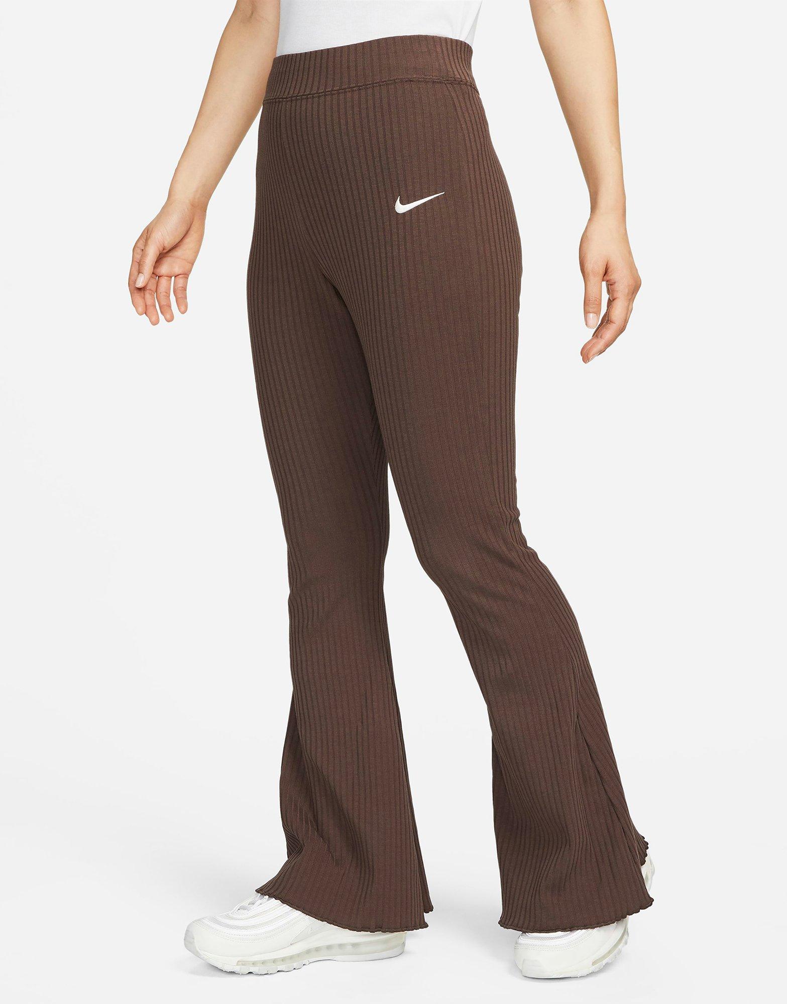 Brown Nike Sportswear High-Waisted Ribbed Jersey Pants Women's