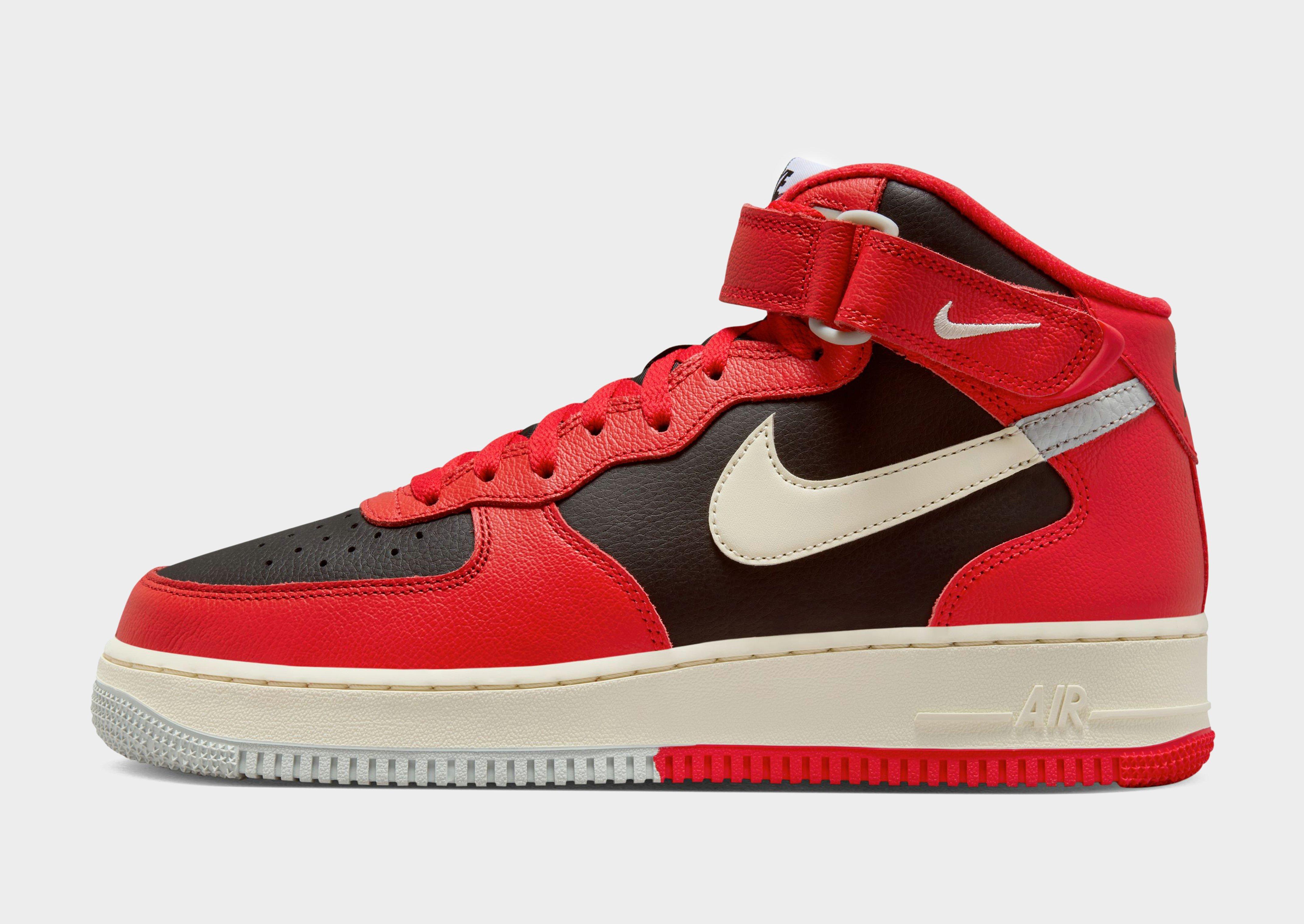 Nike air force shop 1 mid red black