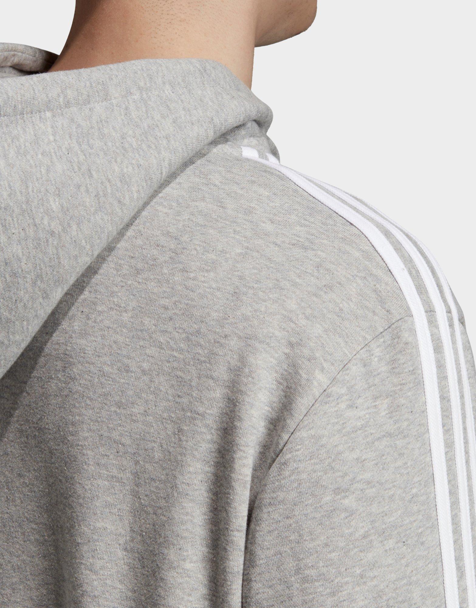 adidas originals 3 stripe hoodie grey