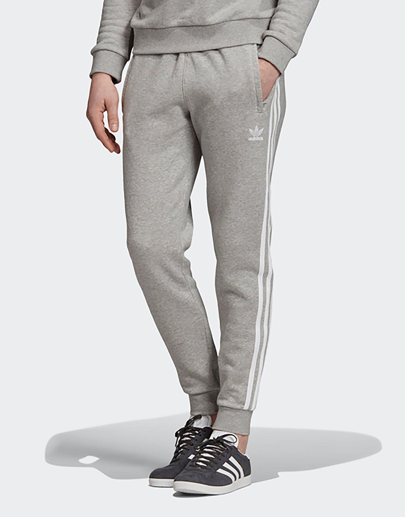 adidas 3 stripe grey joggers