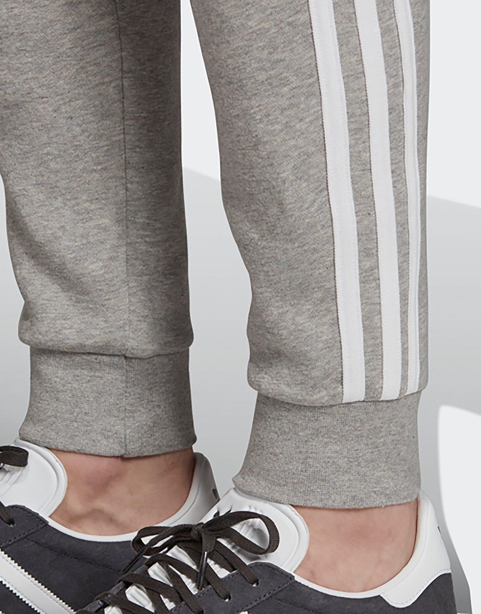 adidas grey 3 stripe joggers