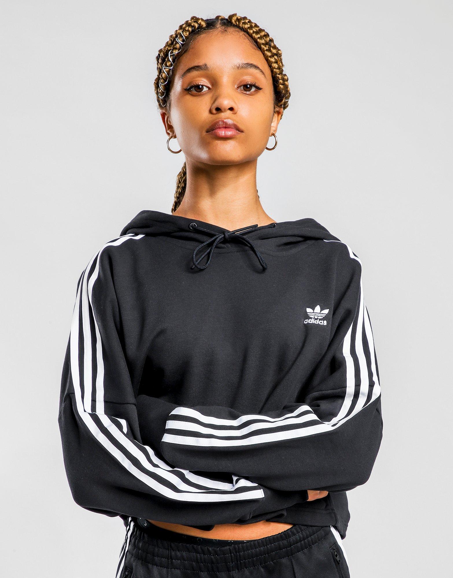 adidas originals stripe crop overhead hoodie