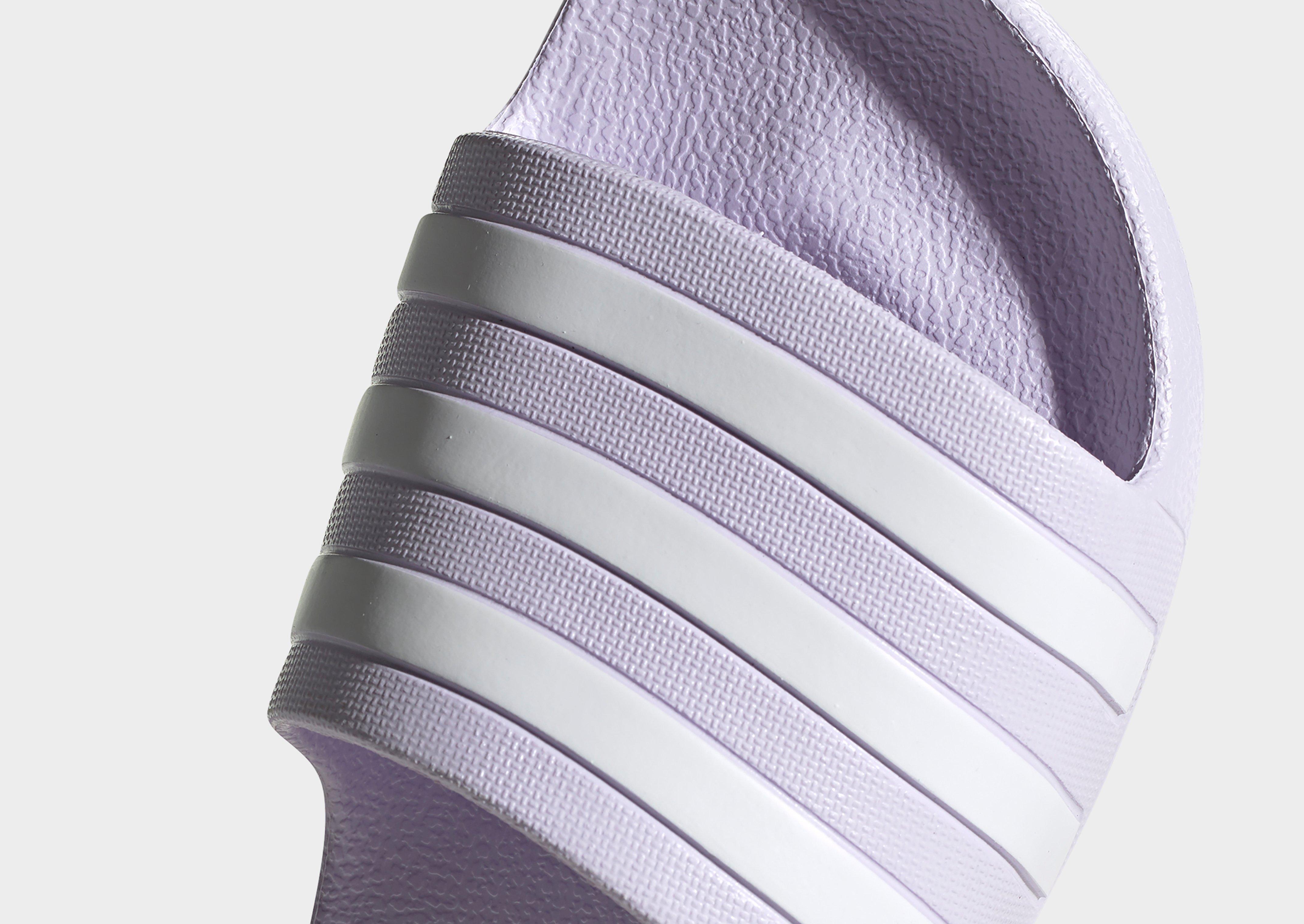 lavender adidas slides