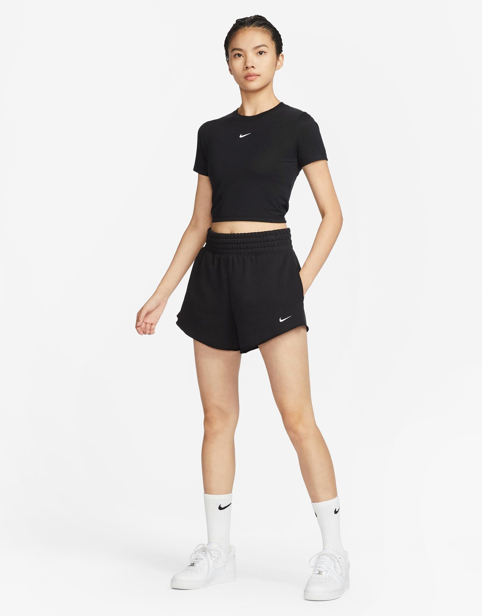 Black Nike Sportswear High-Waisted Shorts Women's - JD Sports Singapore