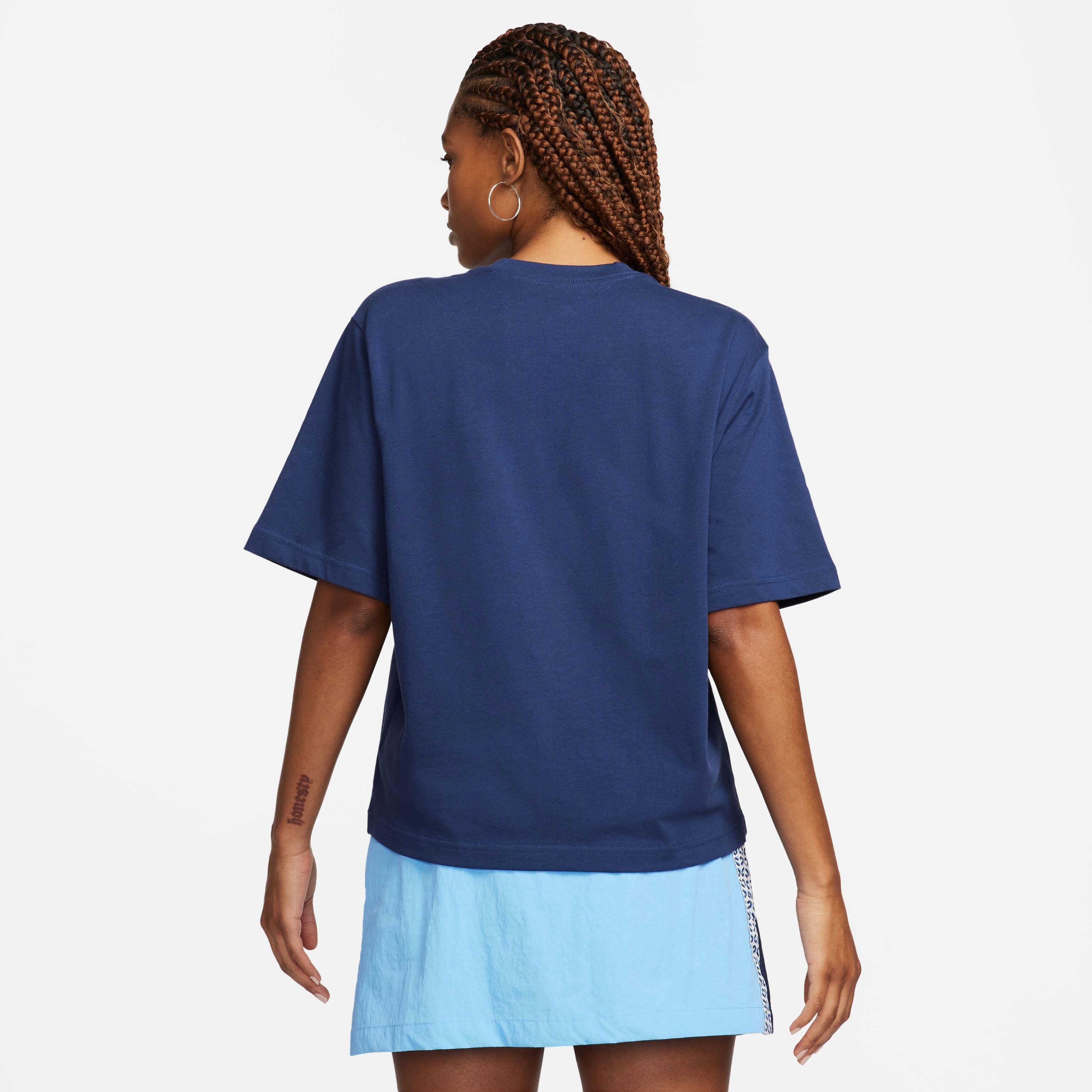 Navy blue nike hot sale shirt women's