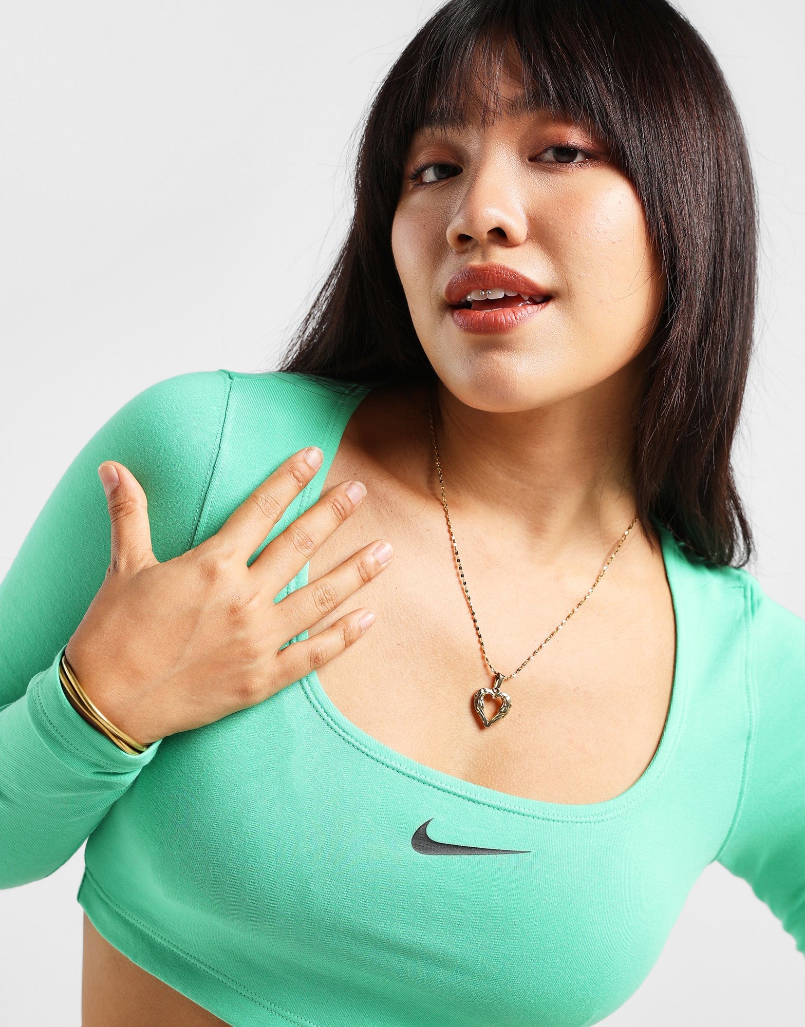 Green Nike Sportswear Long-Sleeve Crop Top Women's - JD Sports Singapore