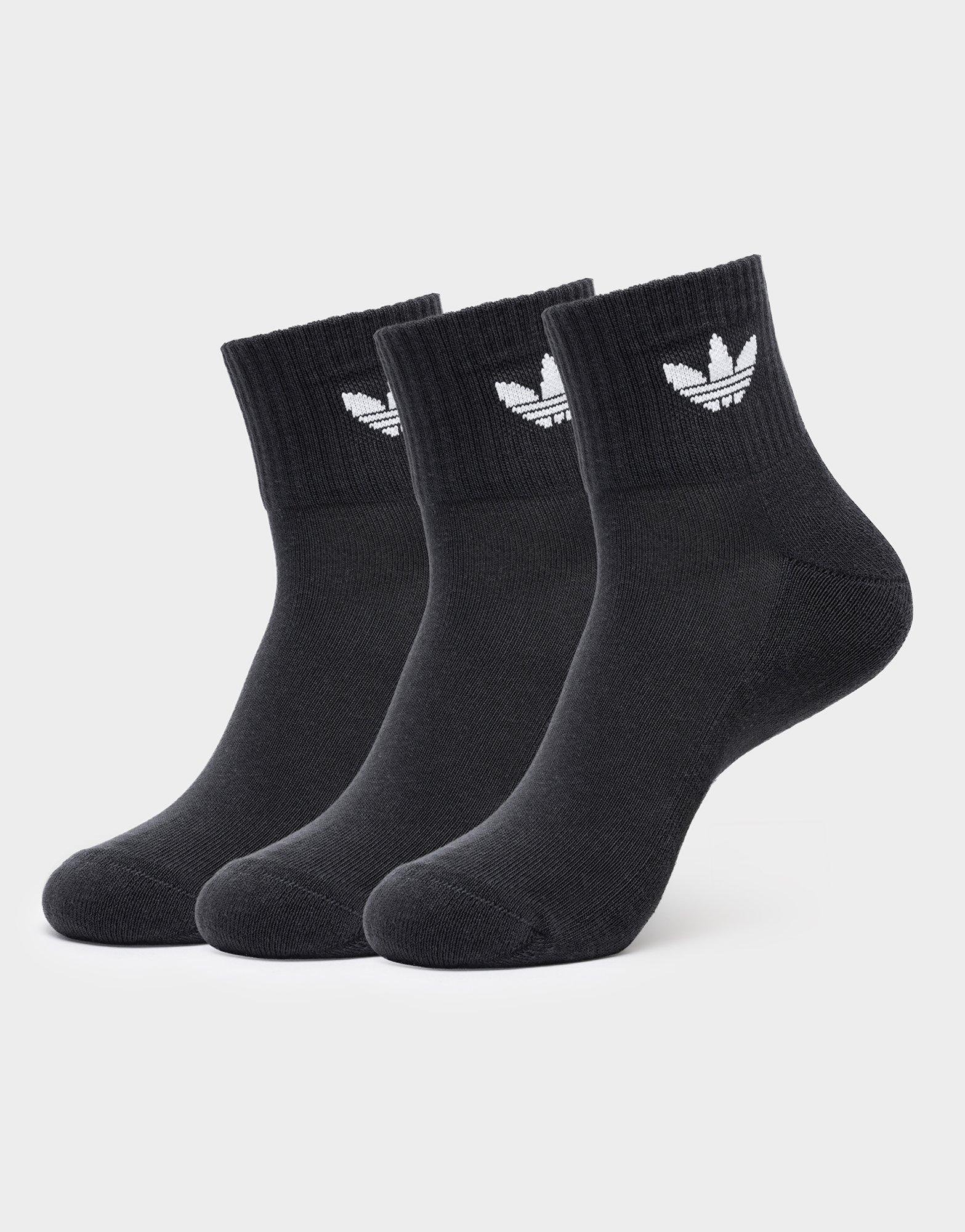 Black adidas Originals 3 Pack Mid Ankle Socks | JD Sports UK