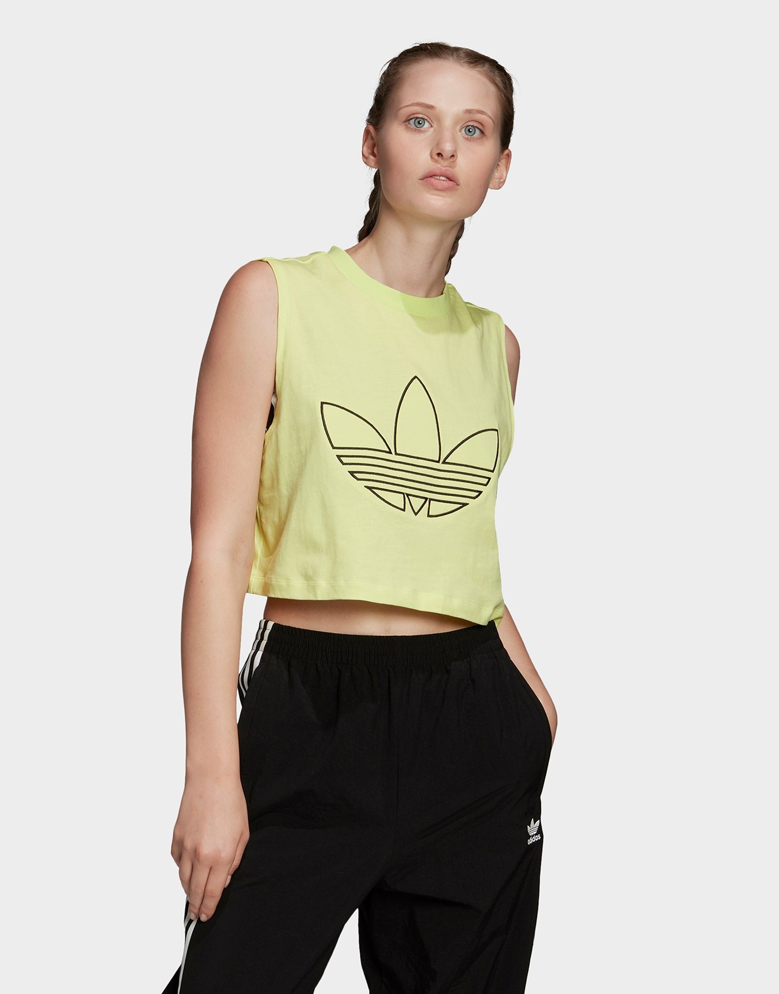 adidas equipment yellow cropped sweatshirt