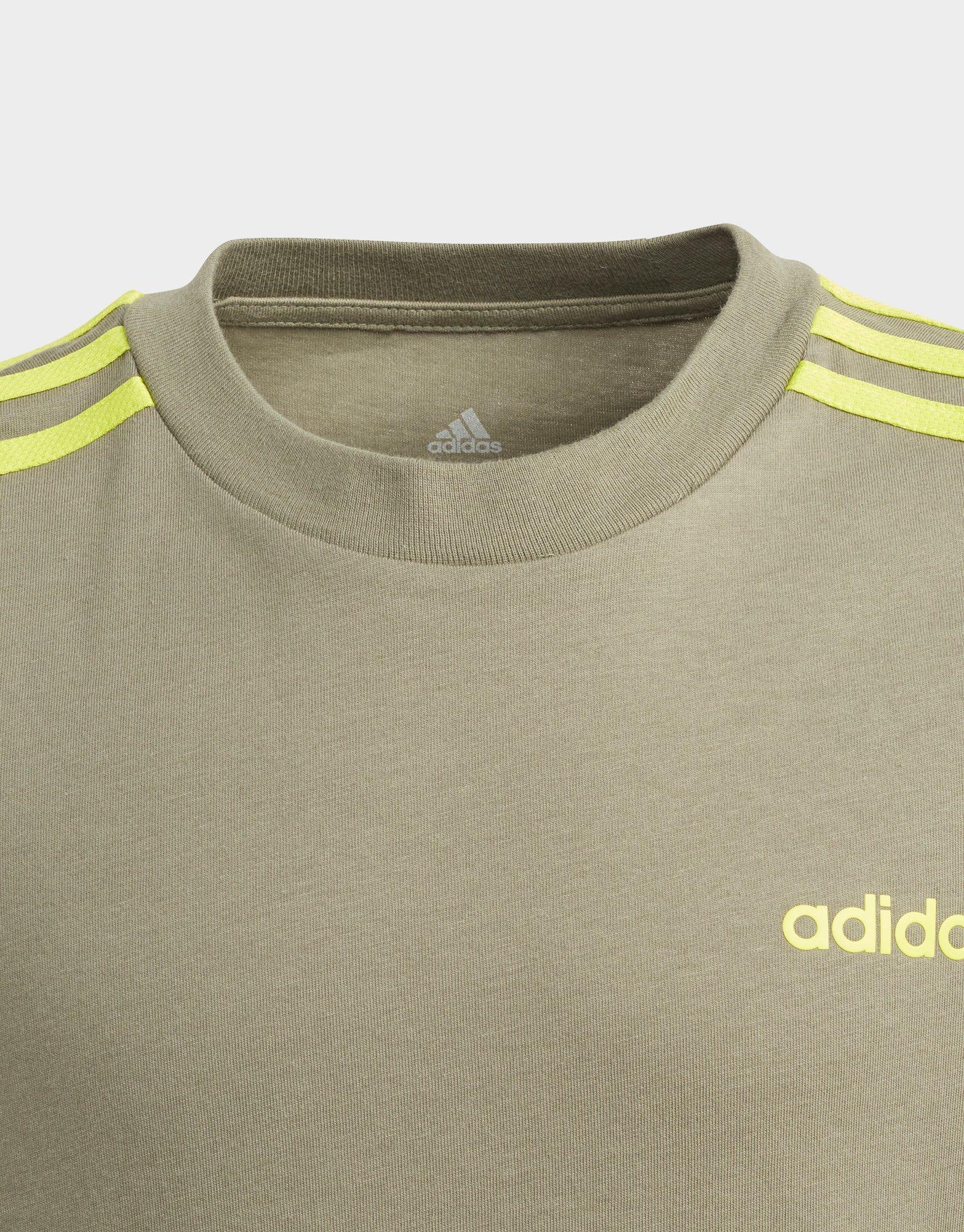 adidas essentials 3 stripe t shirt