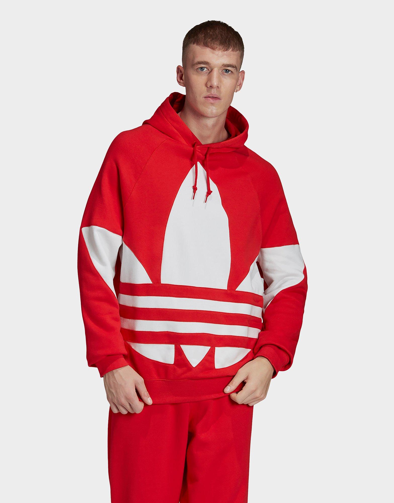 red adidas trefoil hoodie