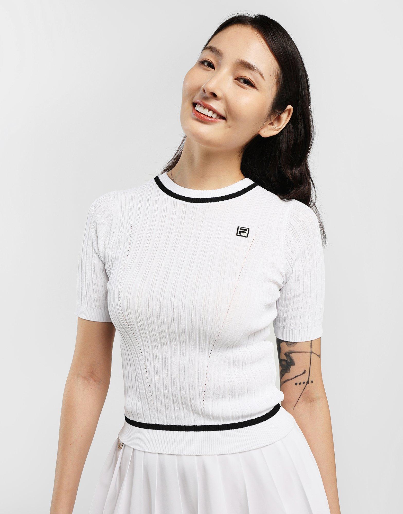 White Fila Tennis Knit T Shirt Women s JD Sports Malaysia