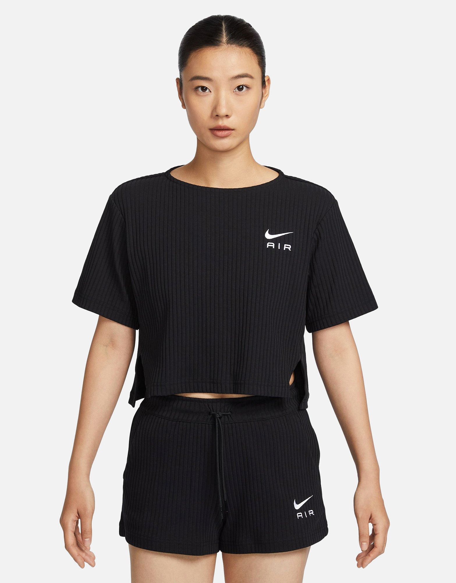 Black Nike Sportswear Ribbed Jersey T-Shirt Women's | JD Sports Malaysia