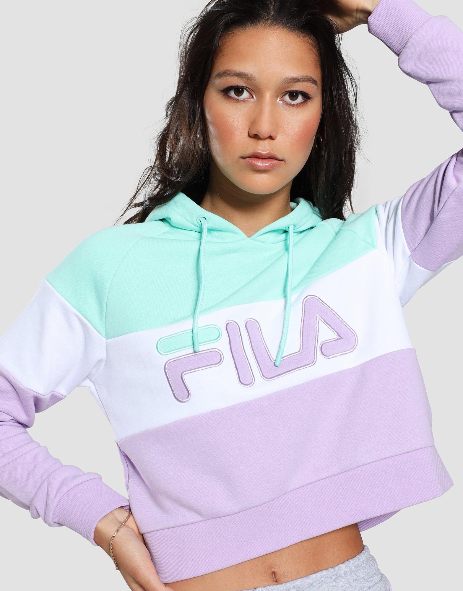 fila colour block crop hoodie