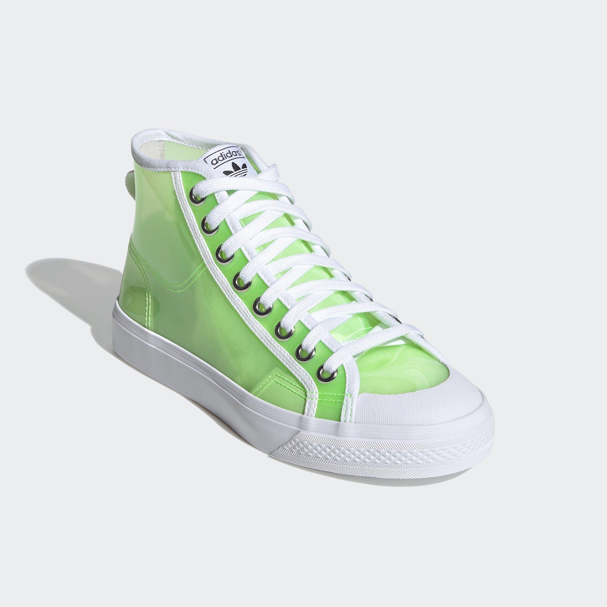 green adidas high top sneakers