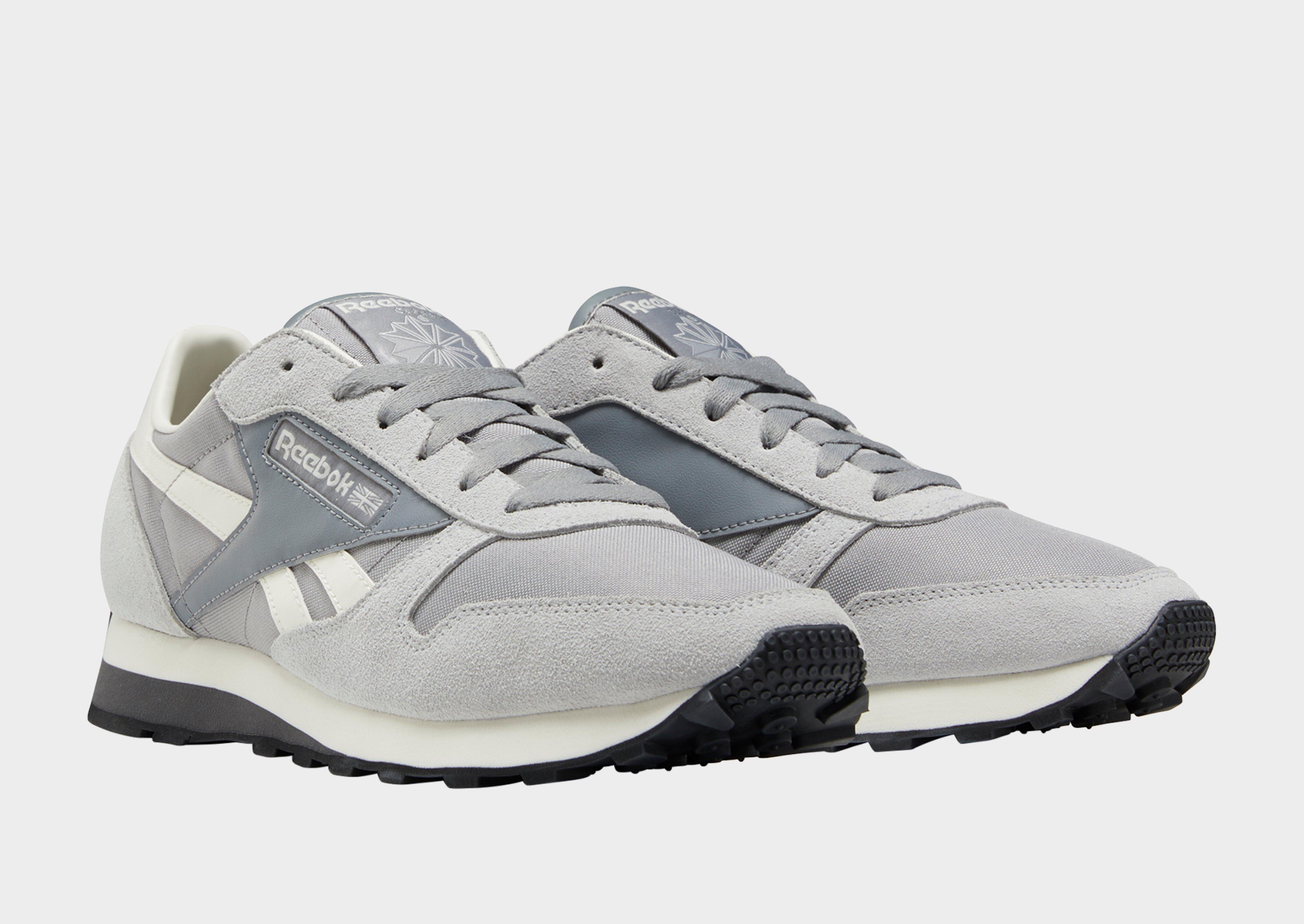 reebok classic leather texture sneakers in gray