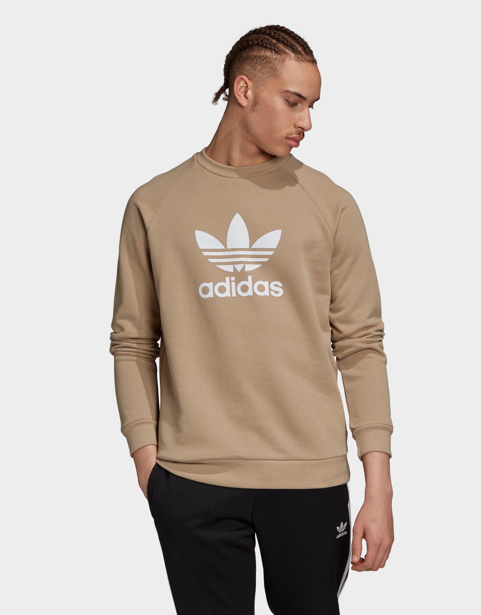 adidas originals trefoil crew neck sweatshirt in khaki