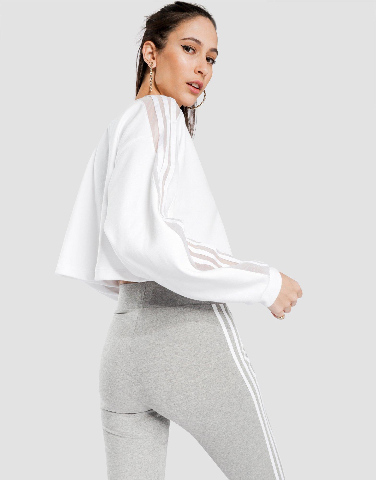 adidas originals side tape cropped sweatshirt