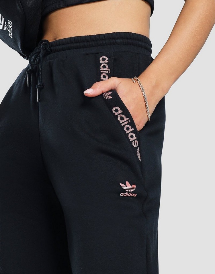 Black adidas Originals Lurex Tape Fleece Joggers | JD Sports