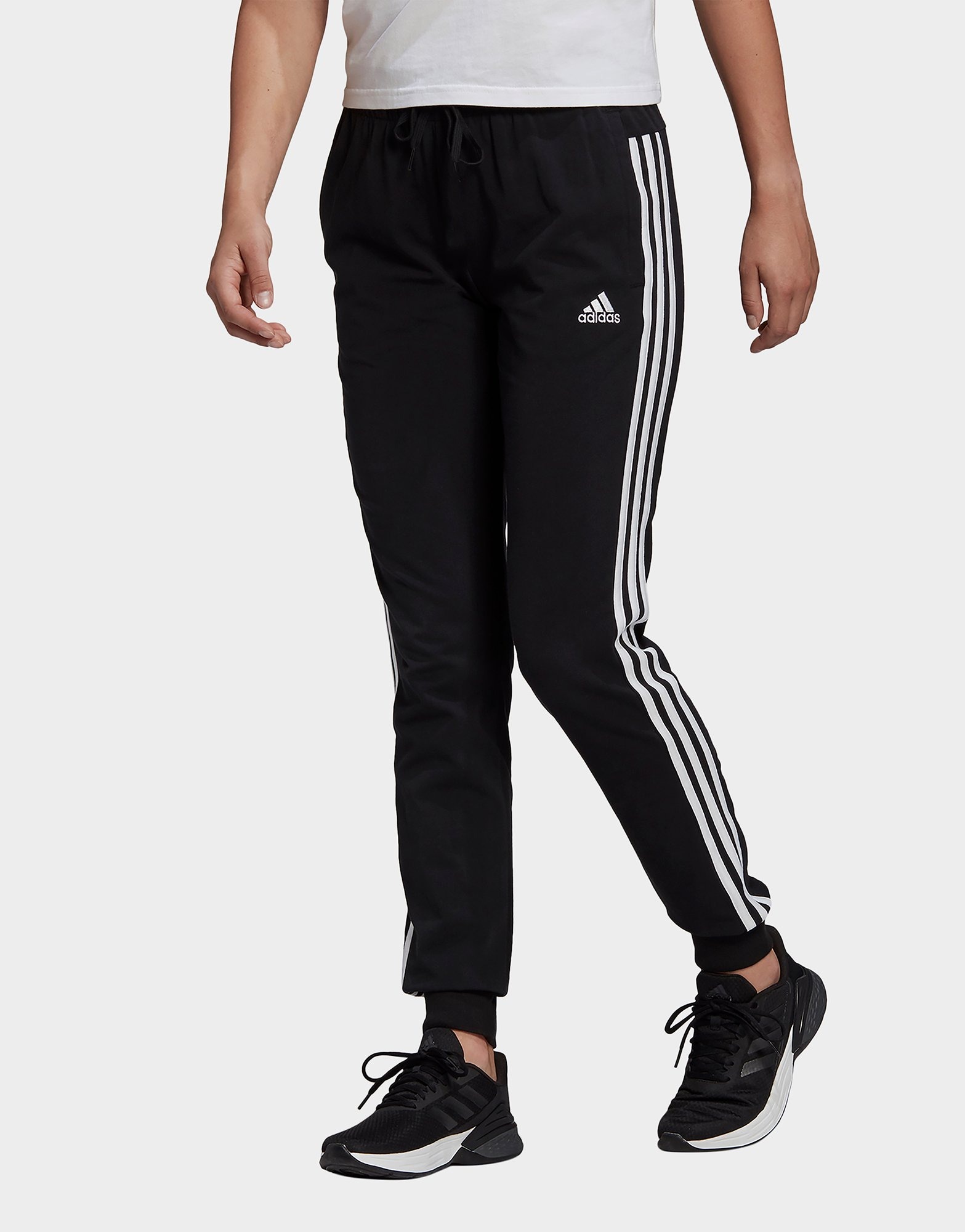 Zwart Essentials Single Jersey 3-Stripes Broek JD