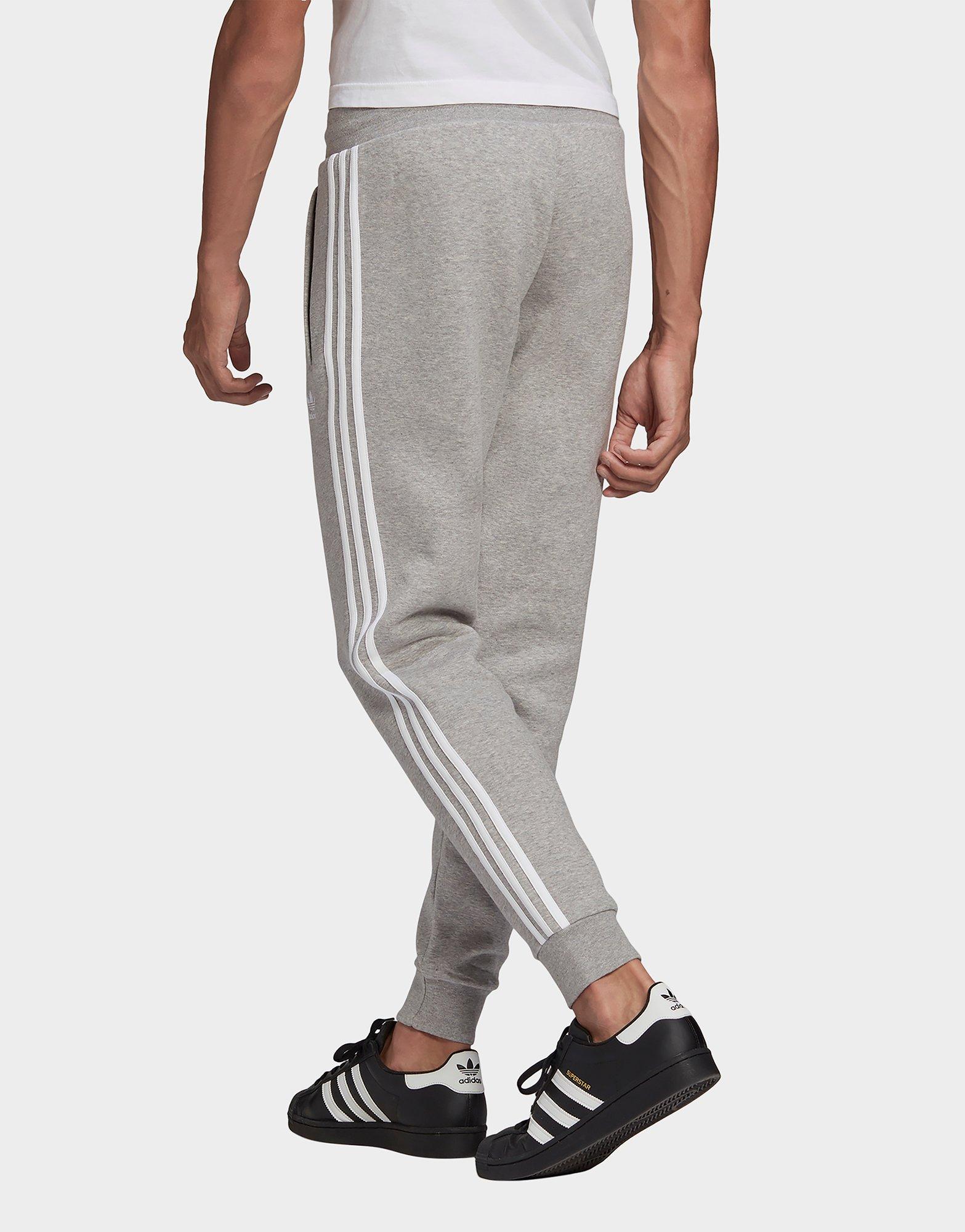 adidas originals grey 3 stripe joggers