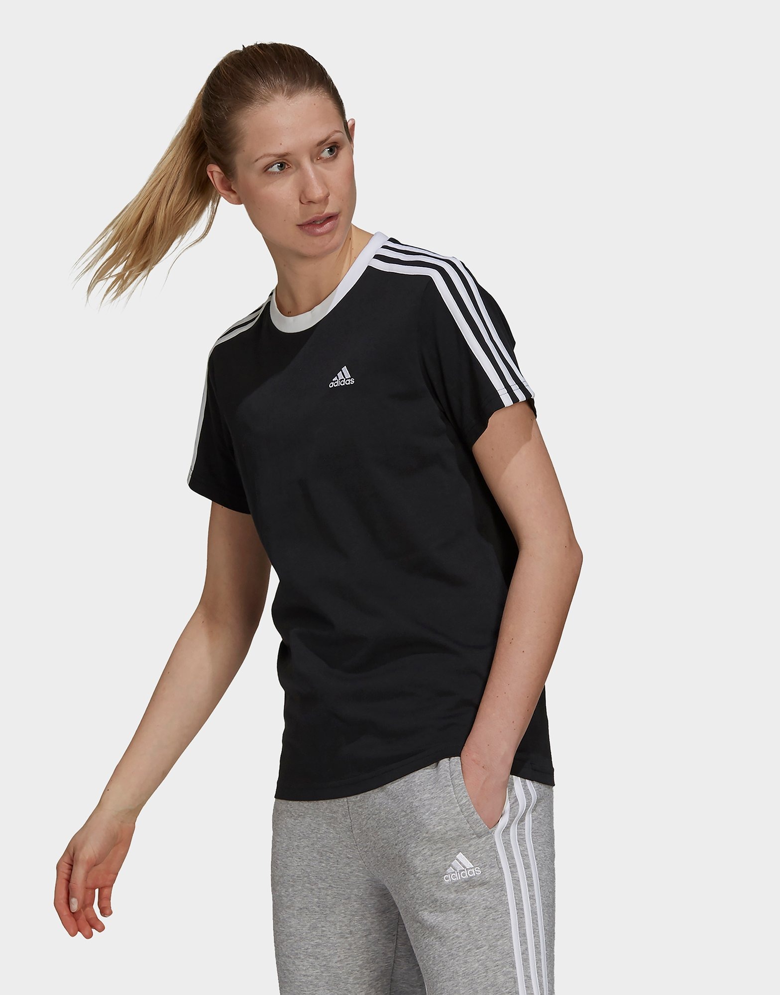 Black adidas Essentials 3-Stripes T-Shirt | JD Sports UK