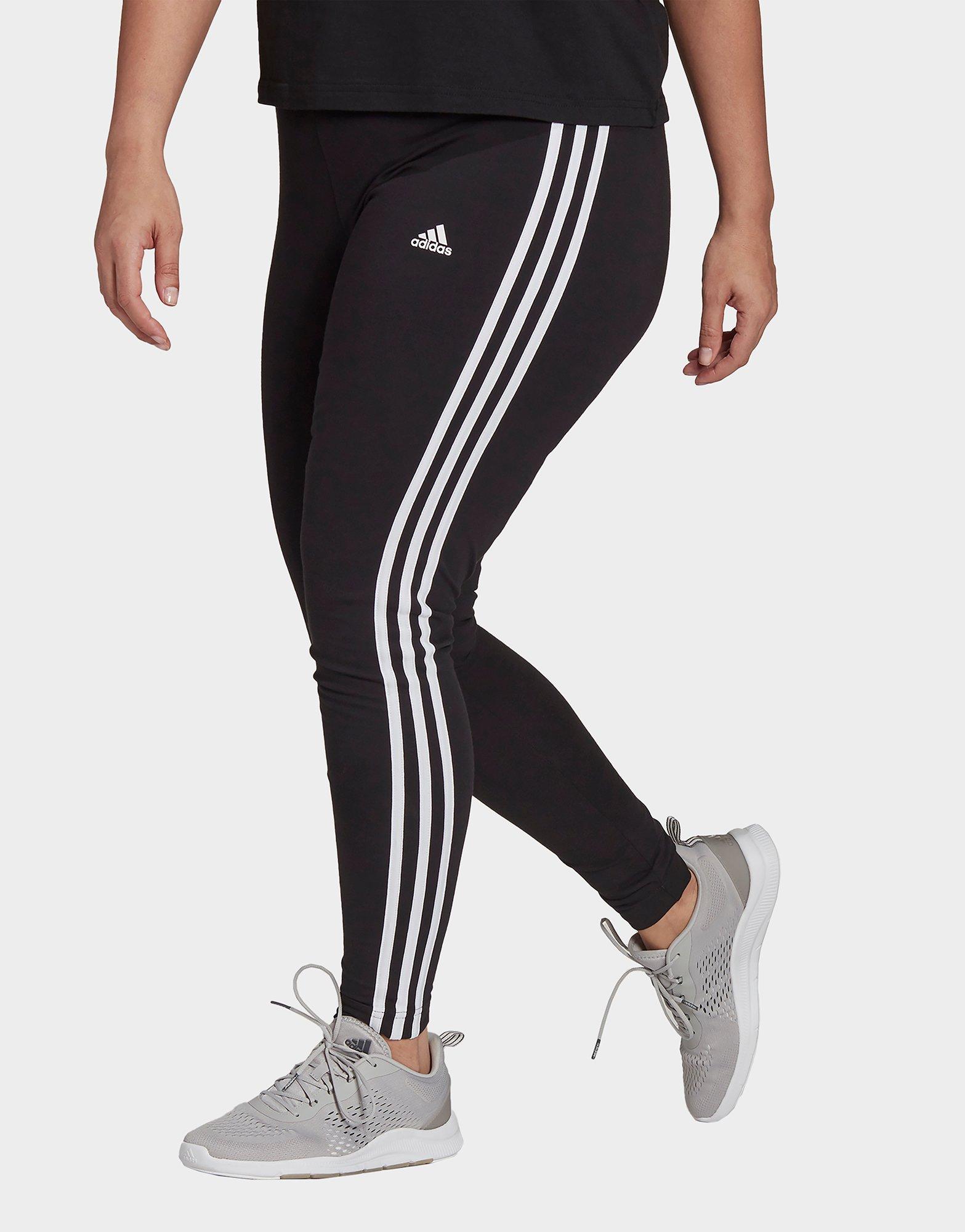 Black adidas Essentials 3-Stripes Leggings (Plus Size) | JD Sports UK