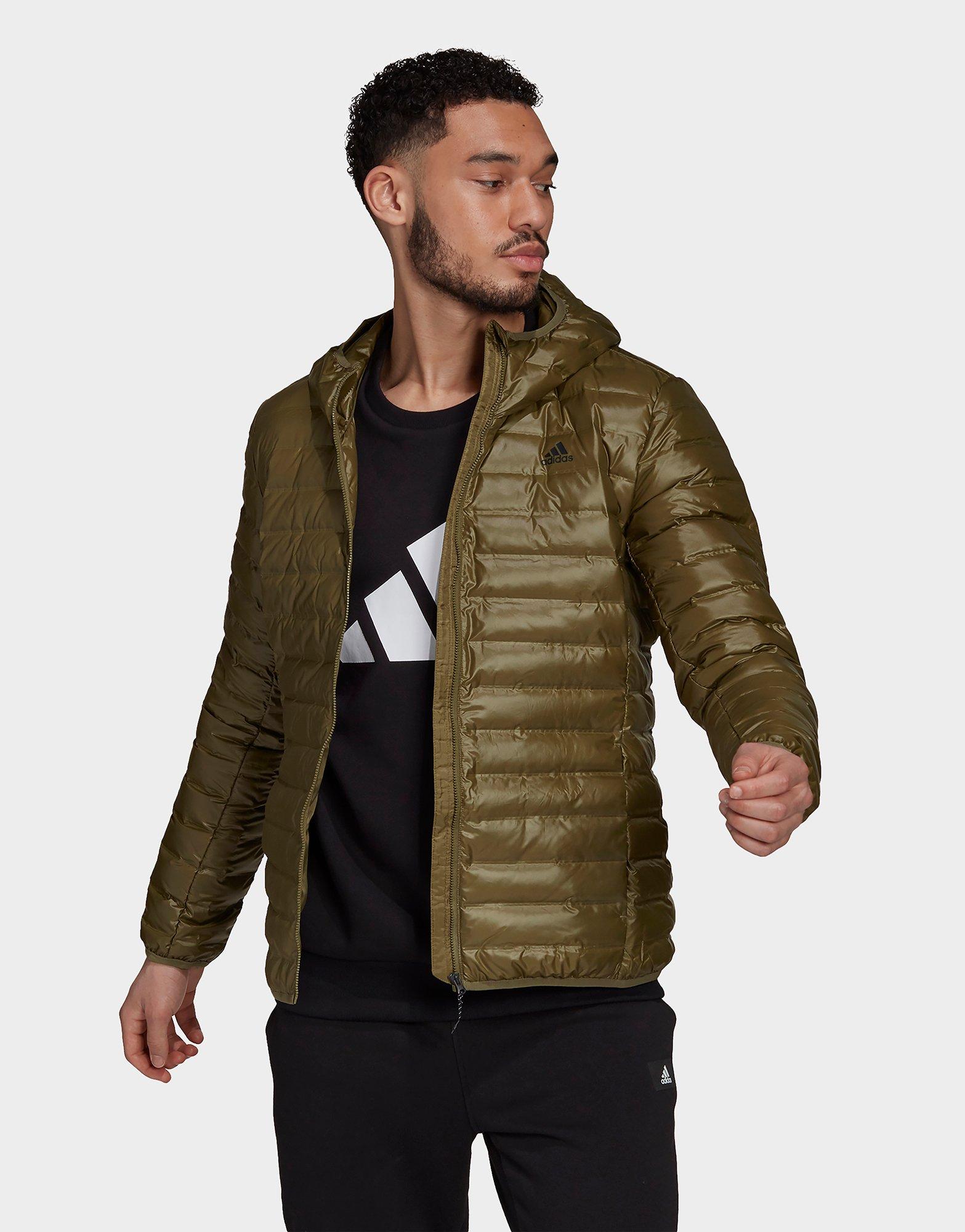 Green adidas Varilite Hooded Down Jacket | JD Sports UK