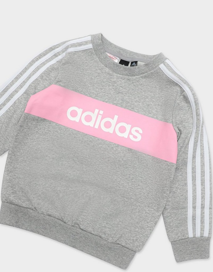 Grey adidas Girls' Linear Essential Crew Tracksuit Children JD Sports