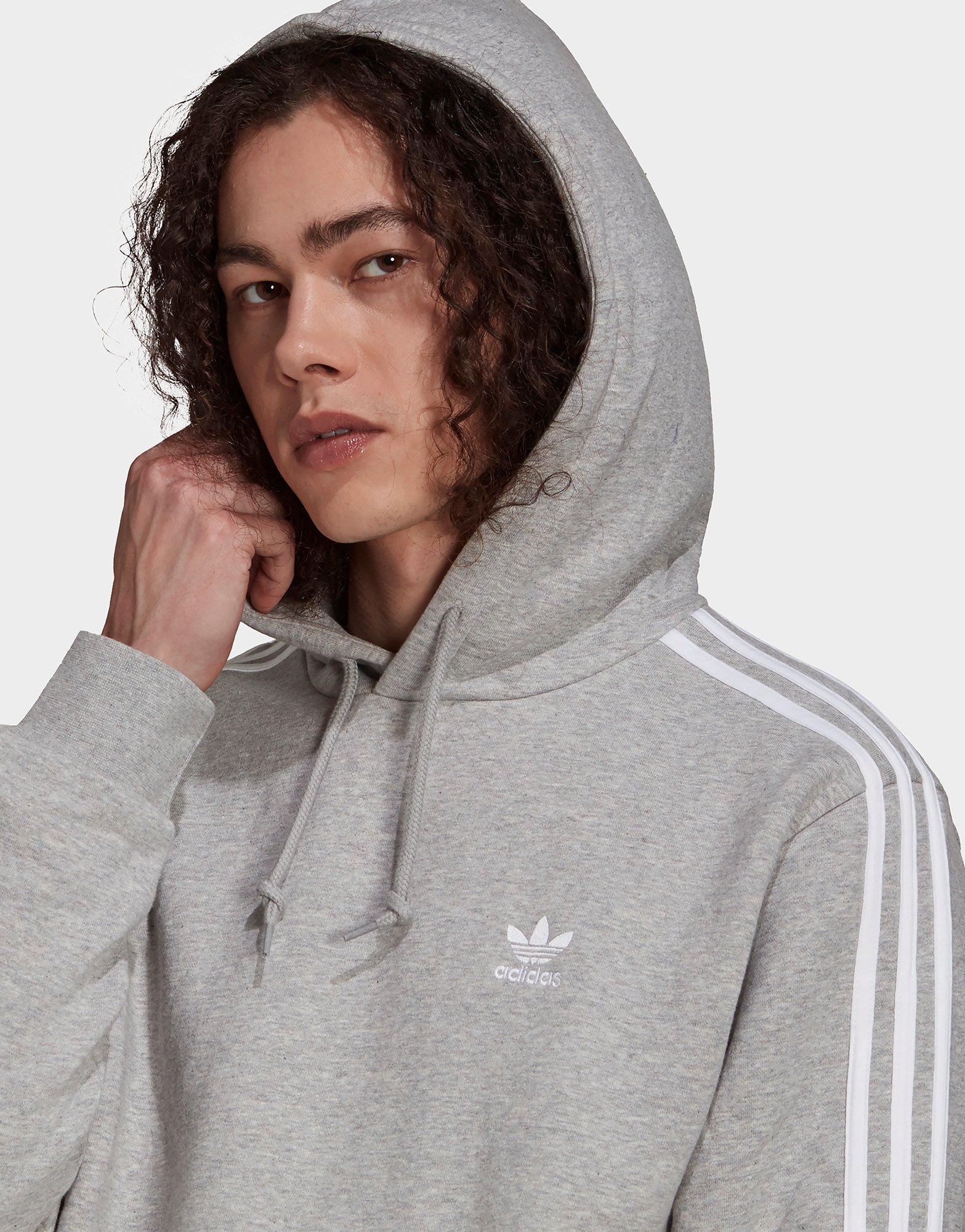 adidas 3 stripe hoodie women's grey