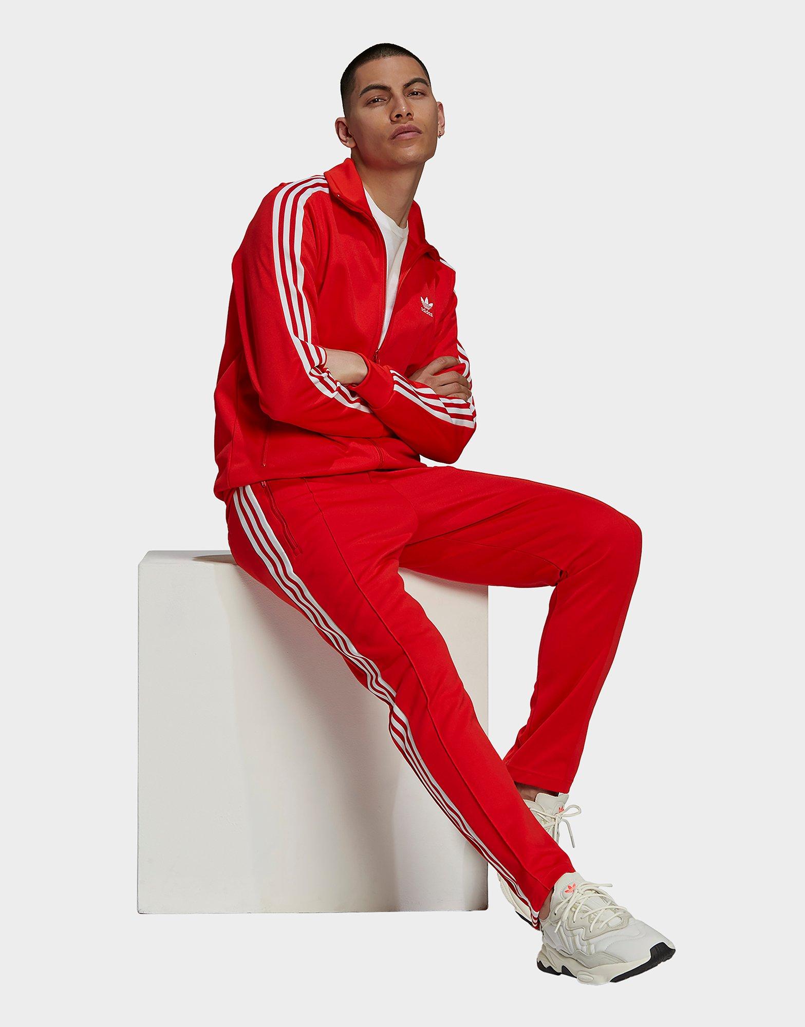 adidas beckenbauer tracksuit red