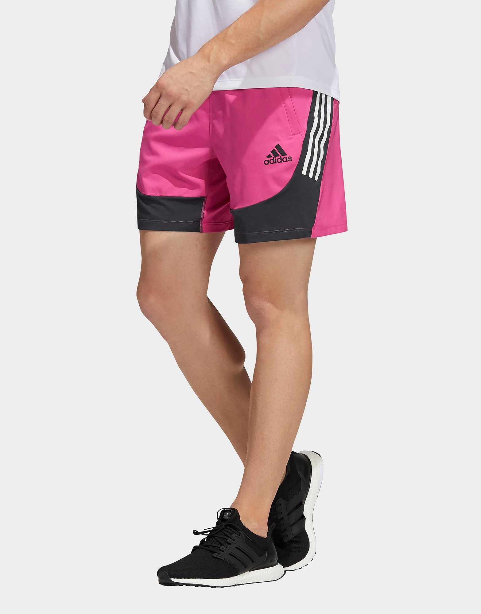 adidas three stripe shorts pink