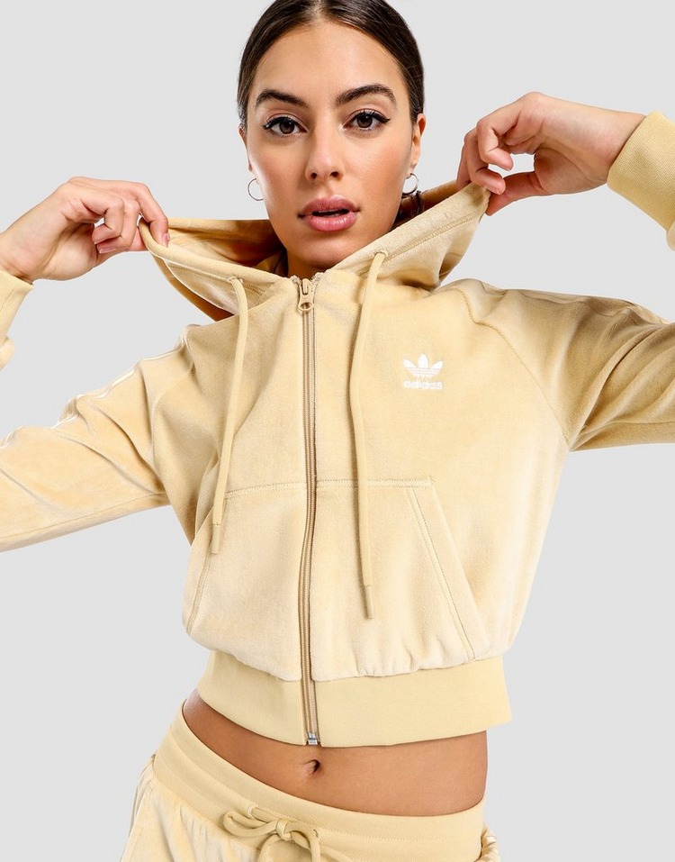 adidas velour cropped hoodie