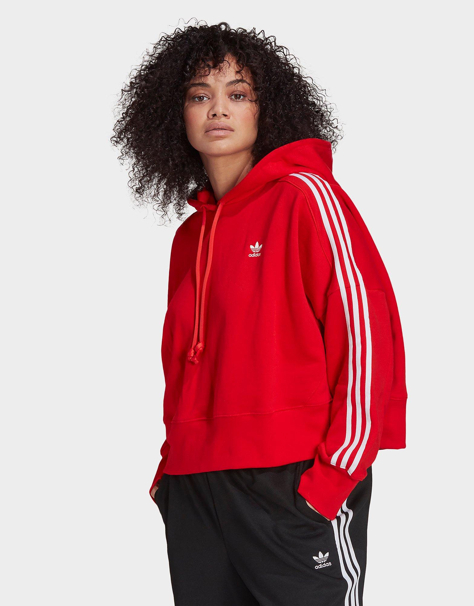 adidas red cropped hoodie